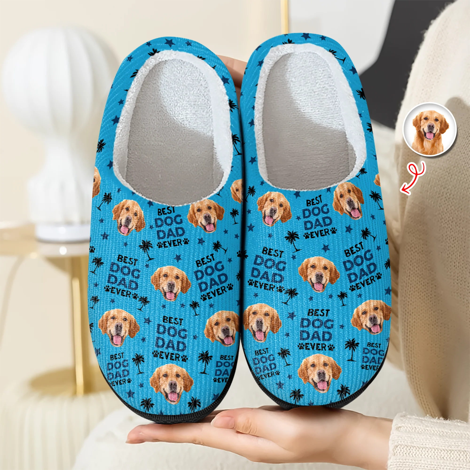 Custom Photo Best Dog Dad, Best Dog Mom Ever Slippers Unique Gift HA75 892974 - Image 5