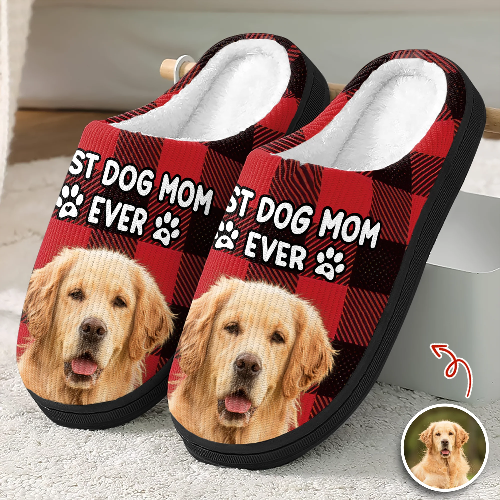 Custom Photo Best Dog Mom, Dog Dad Ever Slippers Gift For Pet Lovers HA75 897002 - Image 2