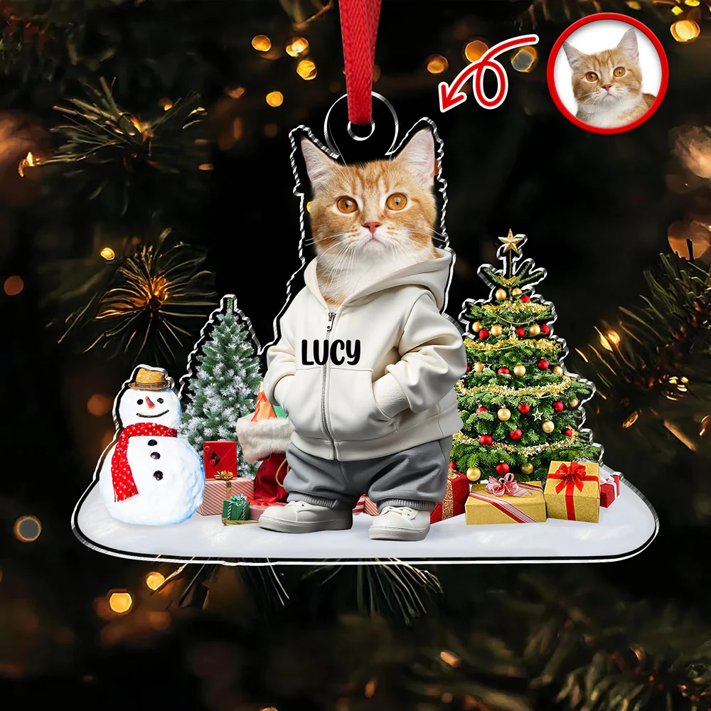 Custom Photo Cat Christmas Acrylic Ornament For Christmas HA75 897608 - Image 4