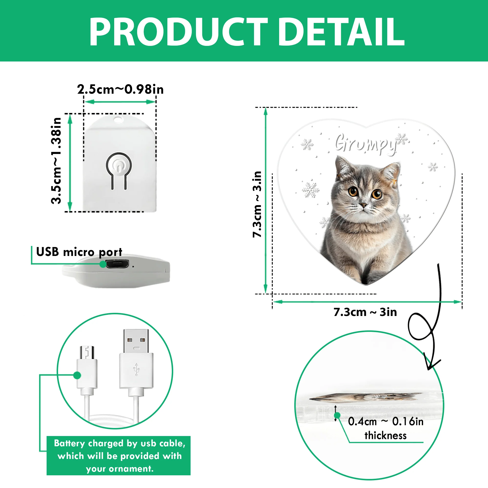 Custom Photo Cat Christmas Led Acrylic Ornament Christmas Gift For Cat Lovers HA75 891730 - Image 4