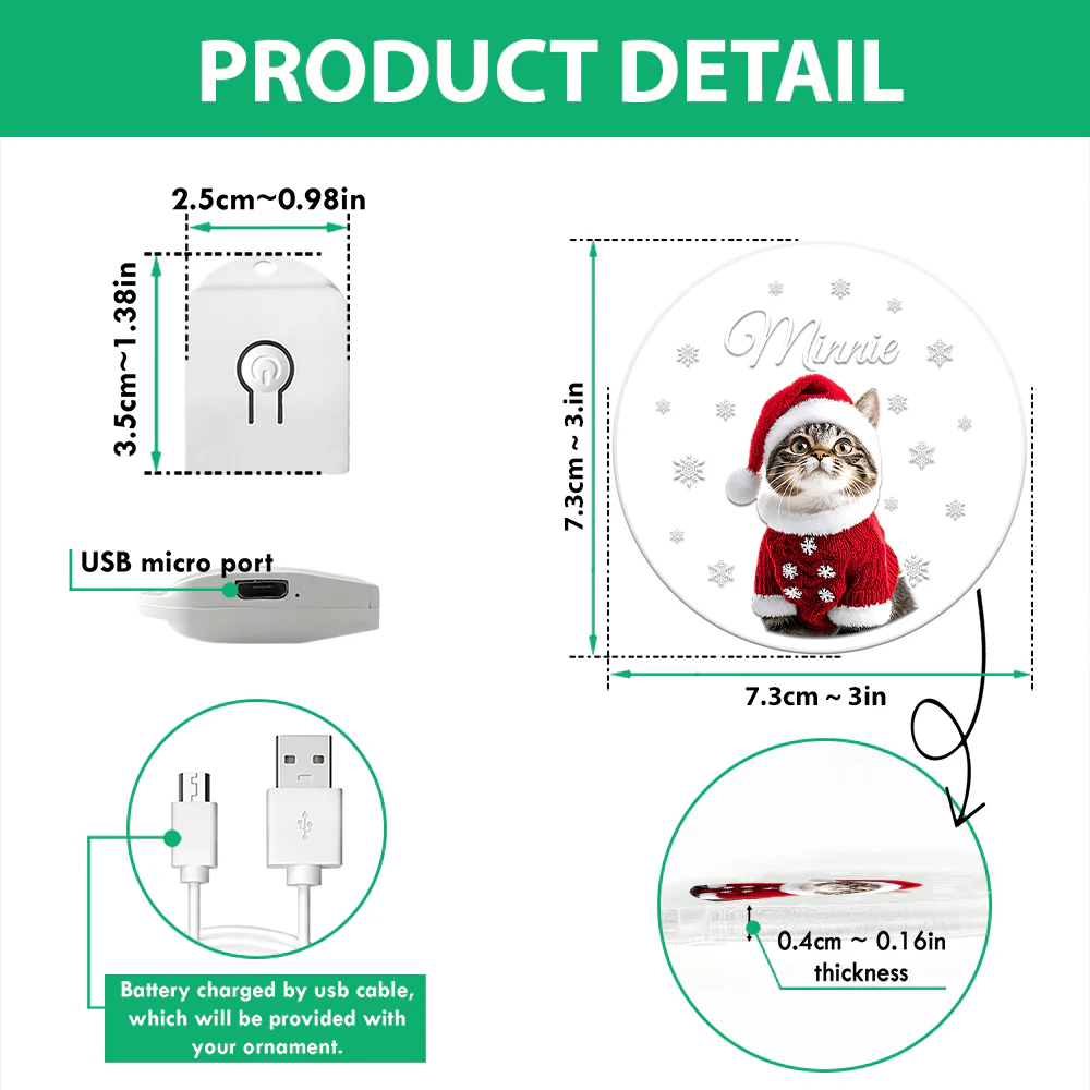 Custom Photo Cat Circle Led Acrylic Ornament Christmas Gift For Cat Lovers HA75 891650 - Image 4