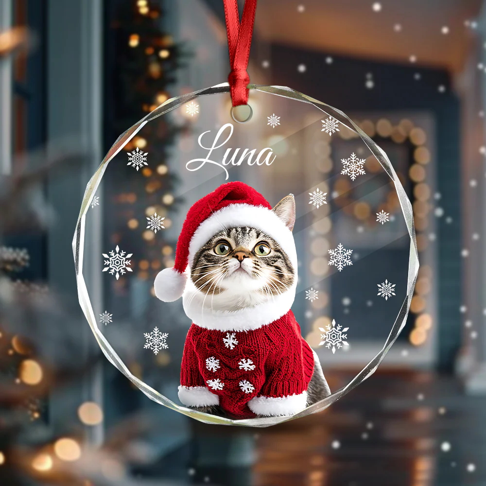 Custom Photo Cat Glass Ornament For Christmas HA75 897240 - Image 13