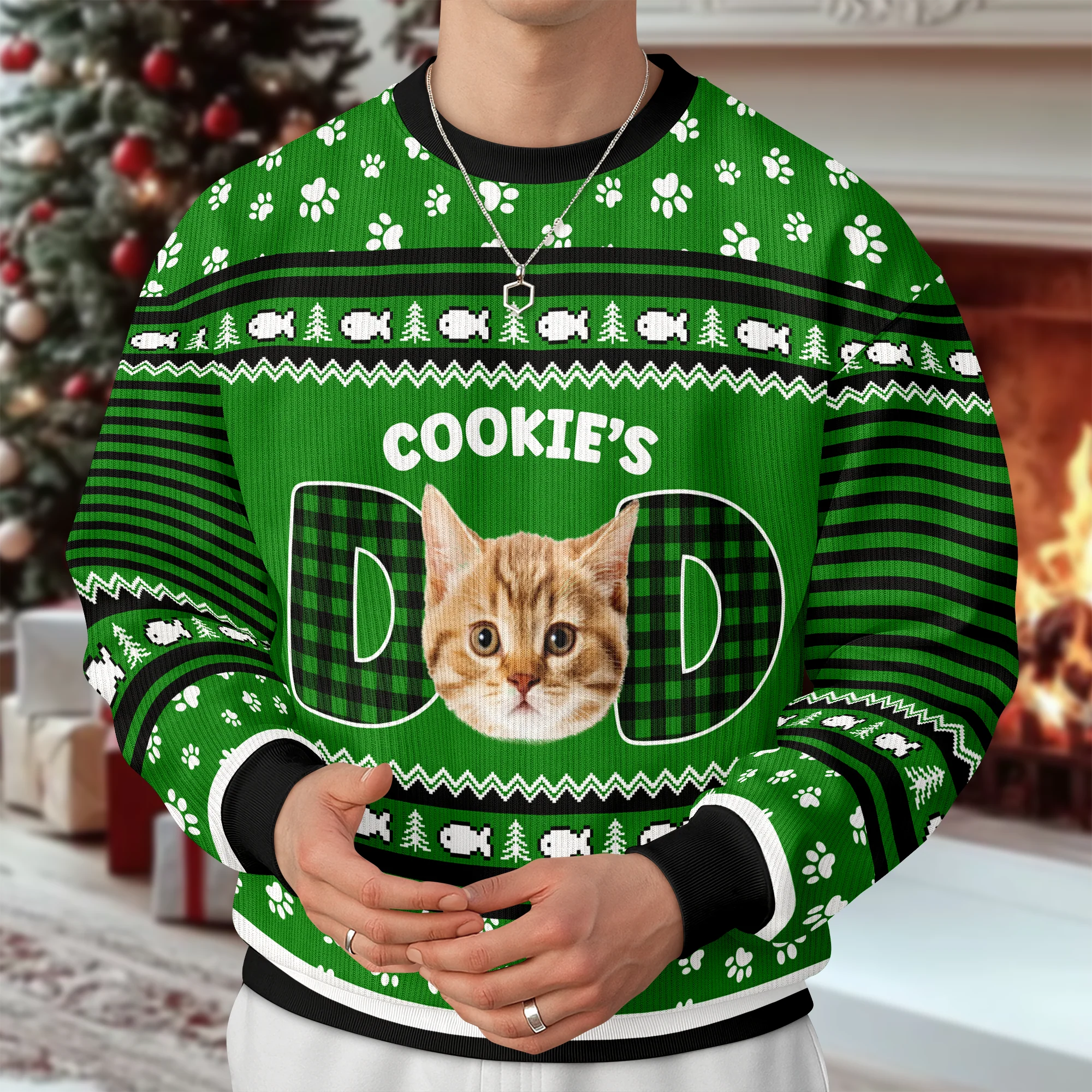 Custom Photo Cat Mom Cat Dad Ugly Sweater Christmas Gift HA75 897610 - Image 5
