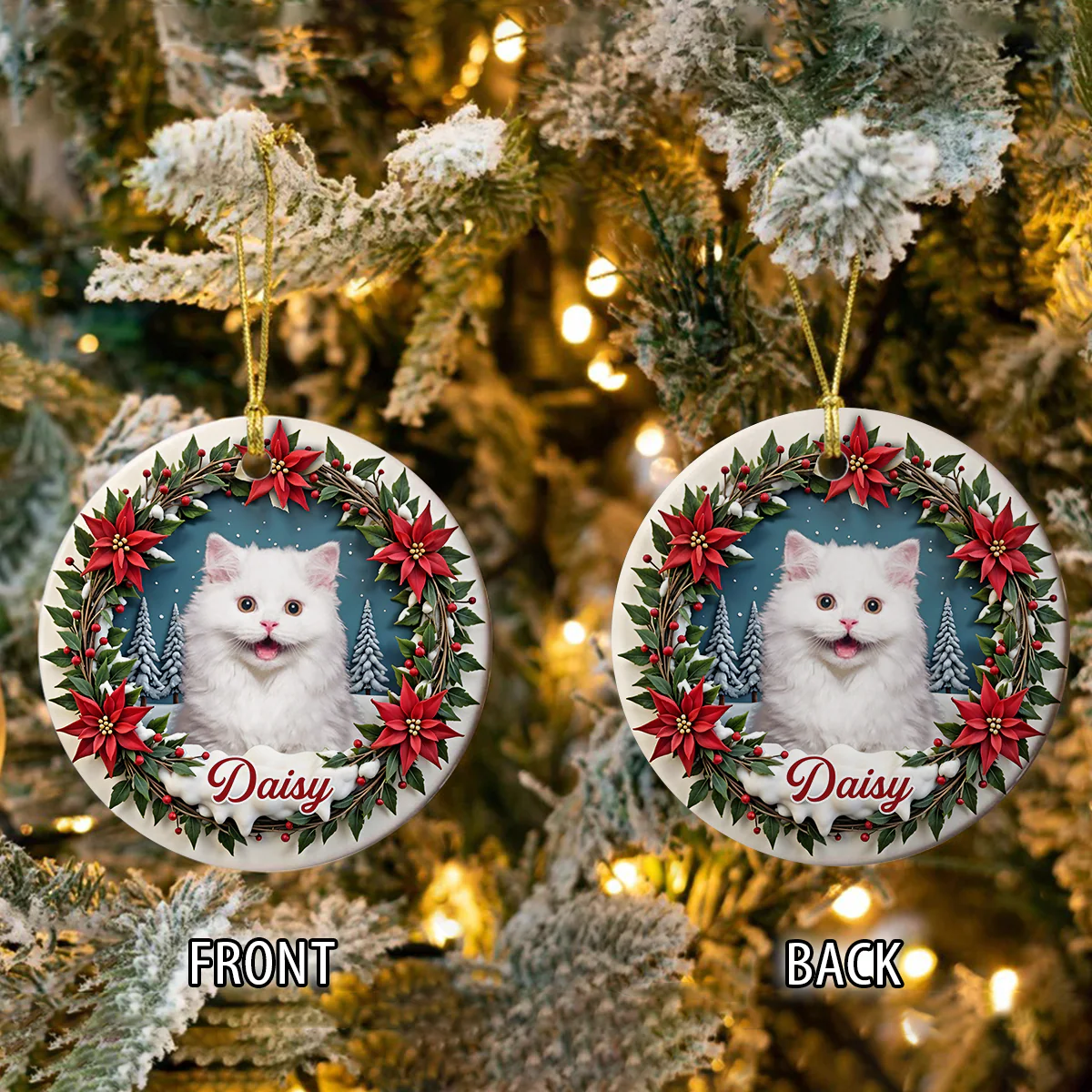 Custom Photo Cat Personalized Ceramic Ornament For Christmas HA75 897068 - Image 14
