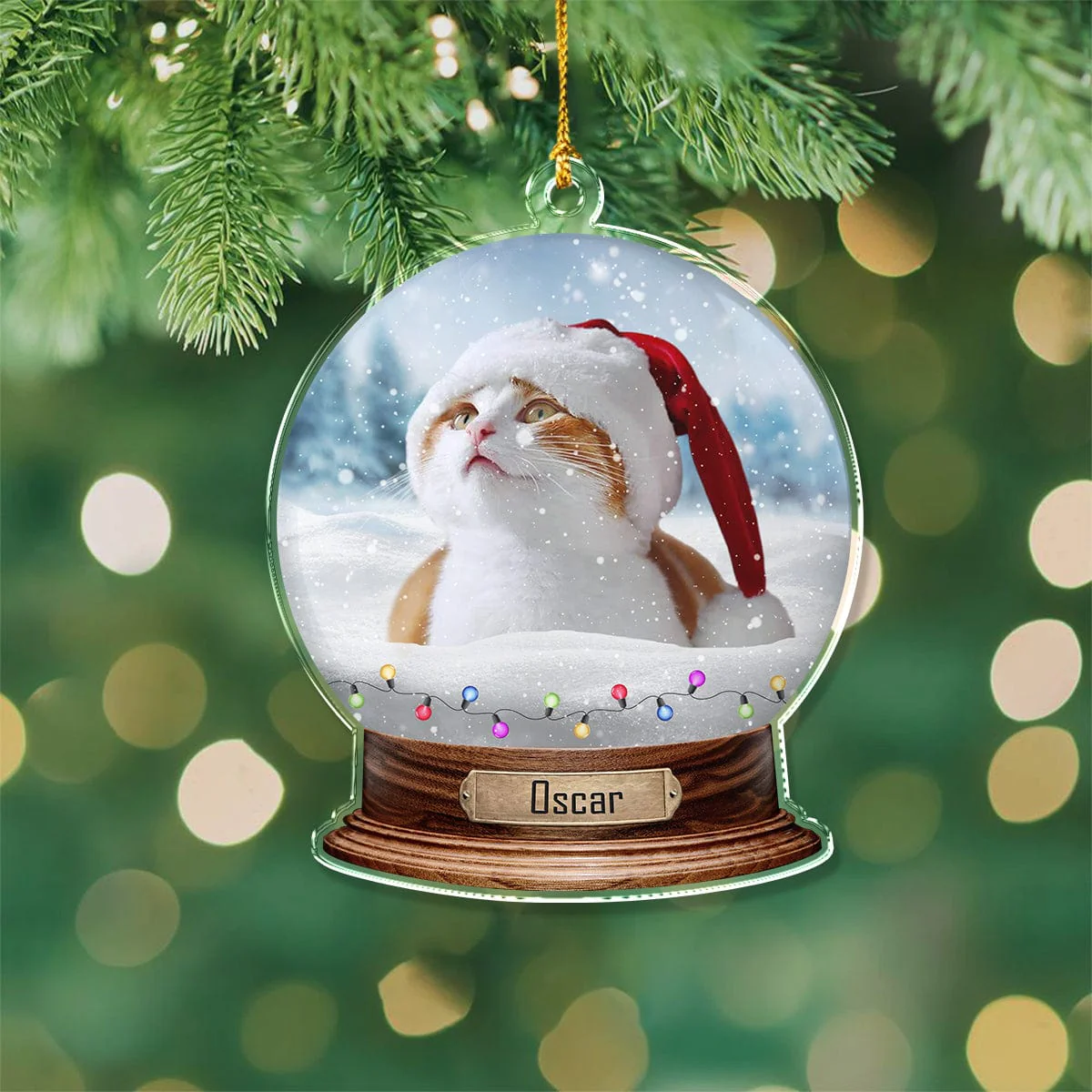 Custom Photo Cat Snowglobe Acrylic Ornament HA75 891600 - Image 2