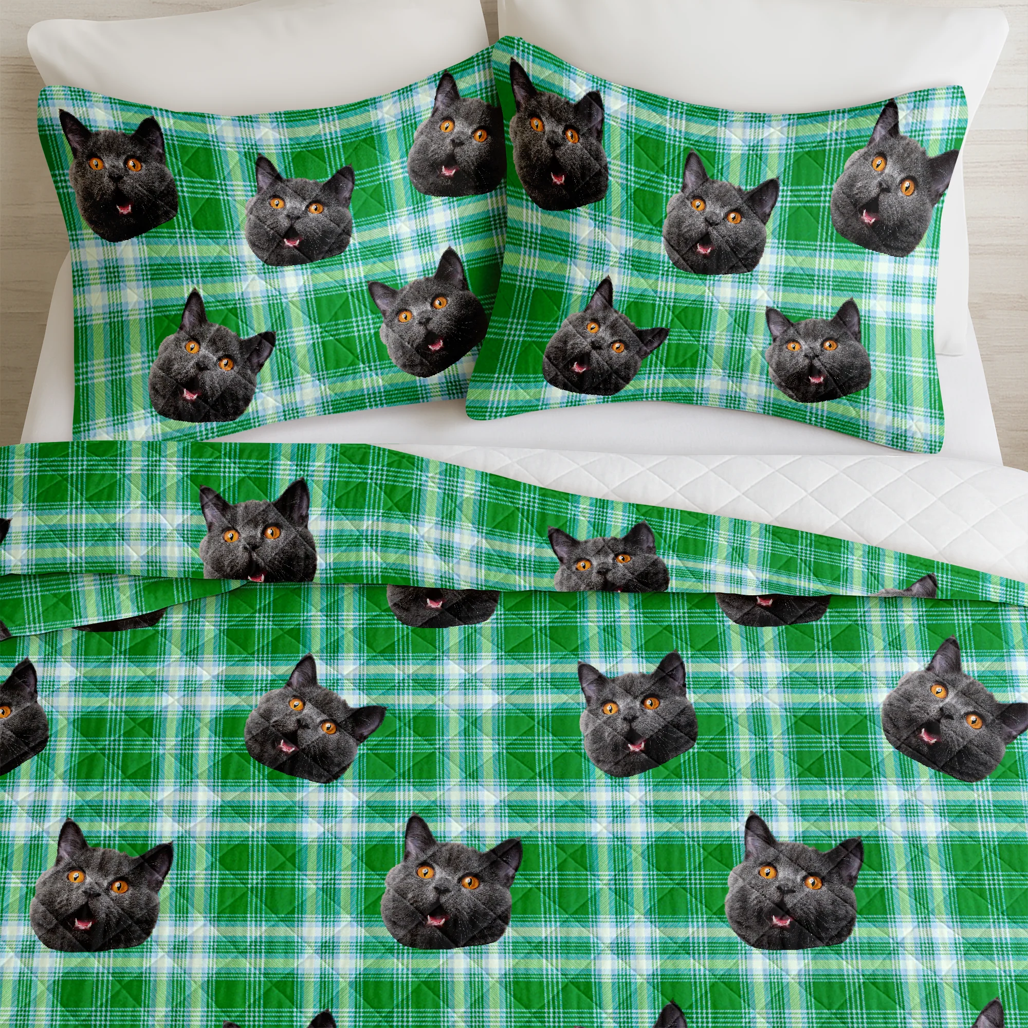Custom Photo Cat With Christmas Pattern Quilt Bedding Set HA75 898230 - Image 4