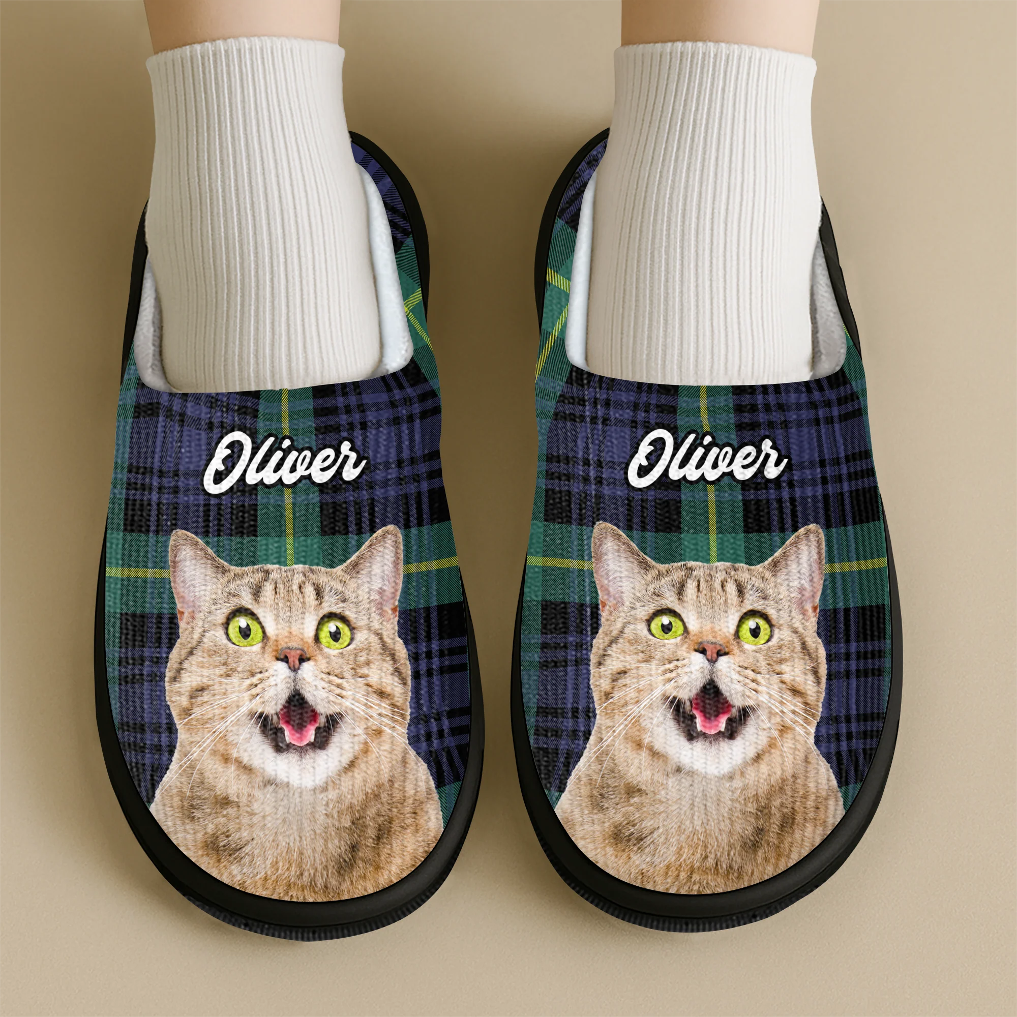 Custom Photo Christmas Cat Slippers Gift For Cat Lovers, Pet Lovers HA75 897280 - Image 3