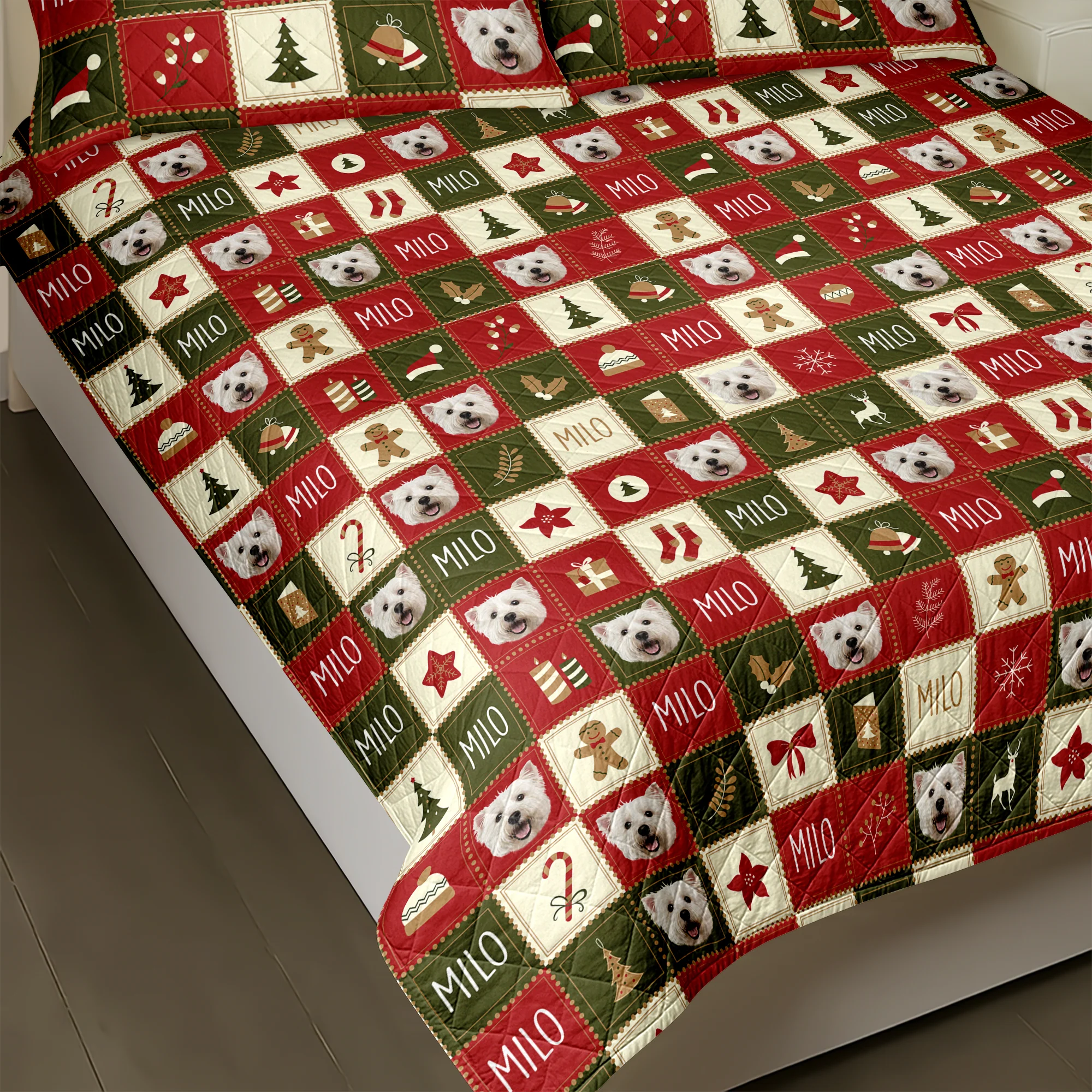 Custom Photo Christmas Icon Dog Cat Quilt Bedding Set HA75 898238 - Image 5
