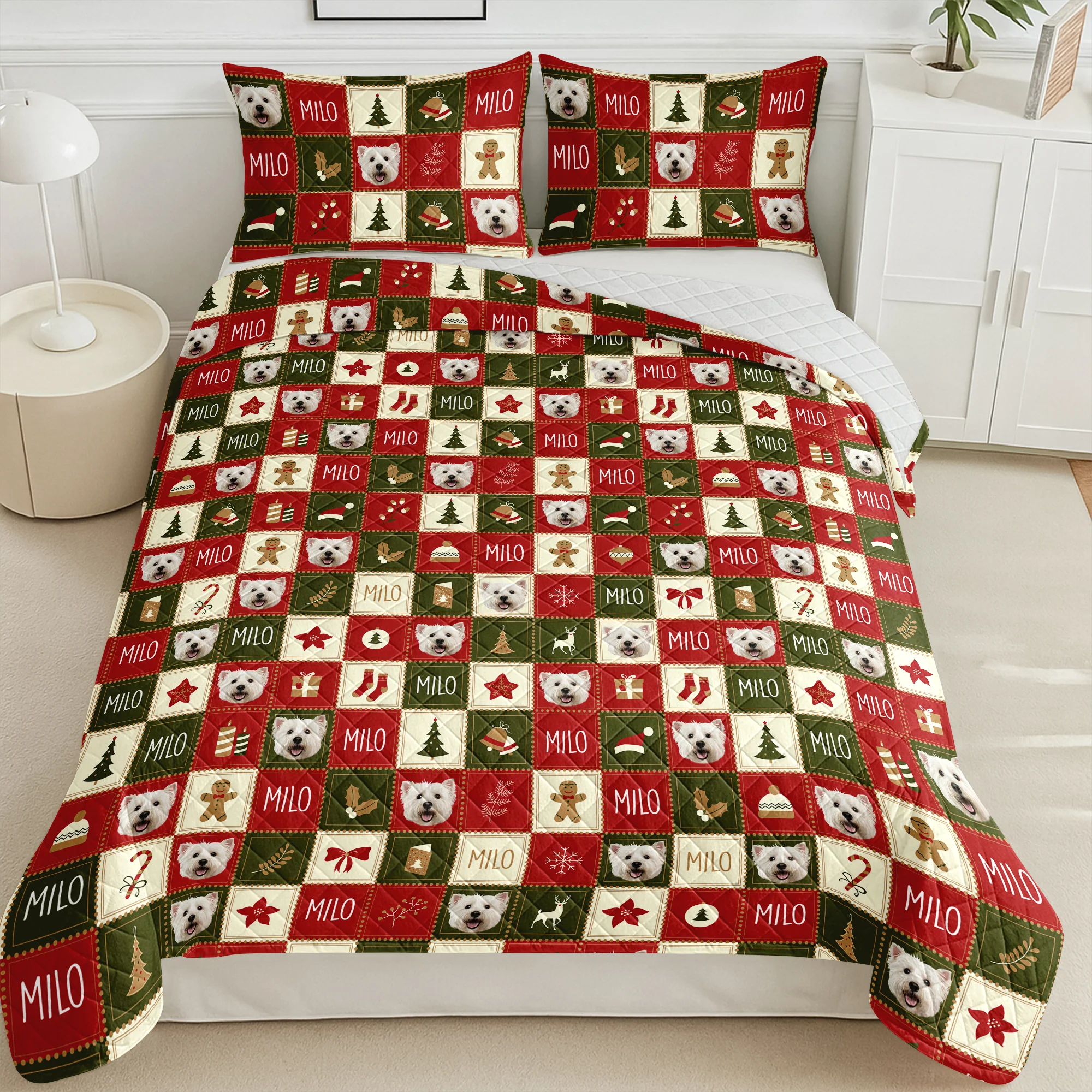 Custom Photo Christmas Icon Dog Cat Quilt Bedding Set HA75 898238 - Image 9