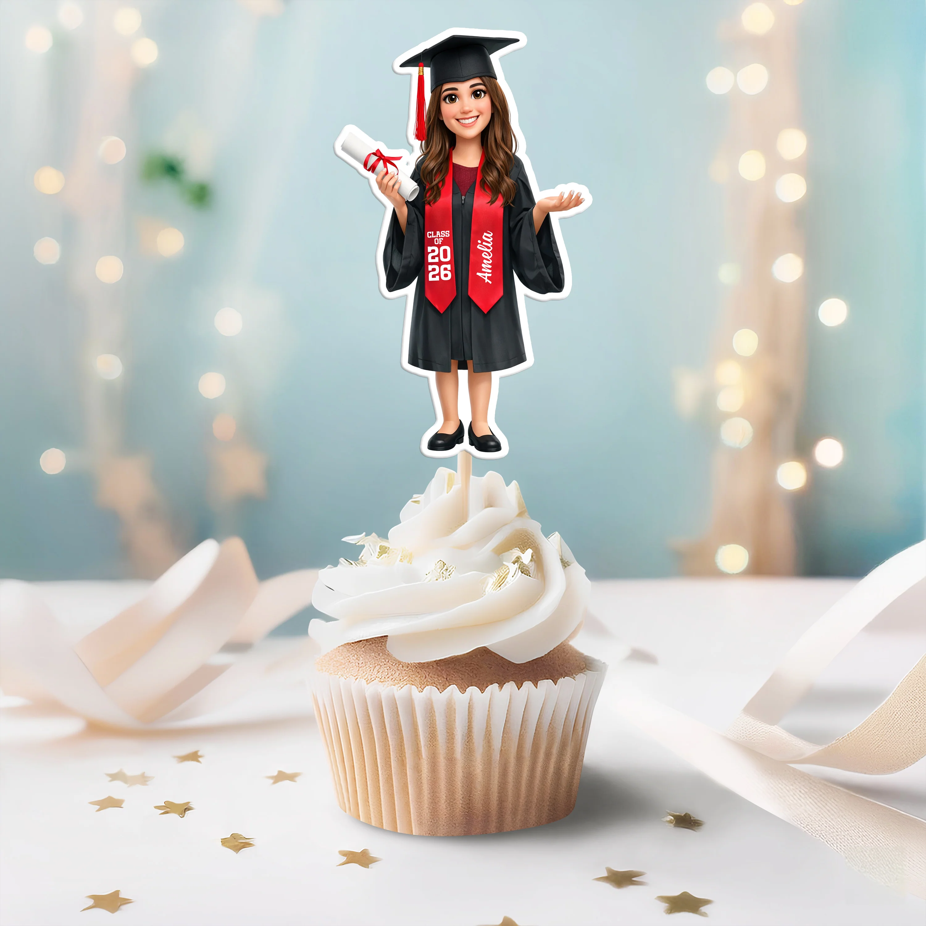 Custom Photo Class Of 2026 3D Cartoon Style Graduation Cupcake Toppers HA75 920074 - Image 6