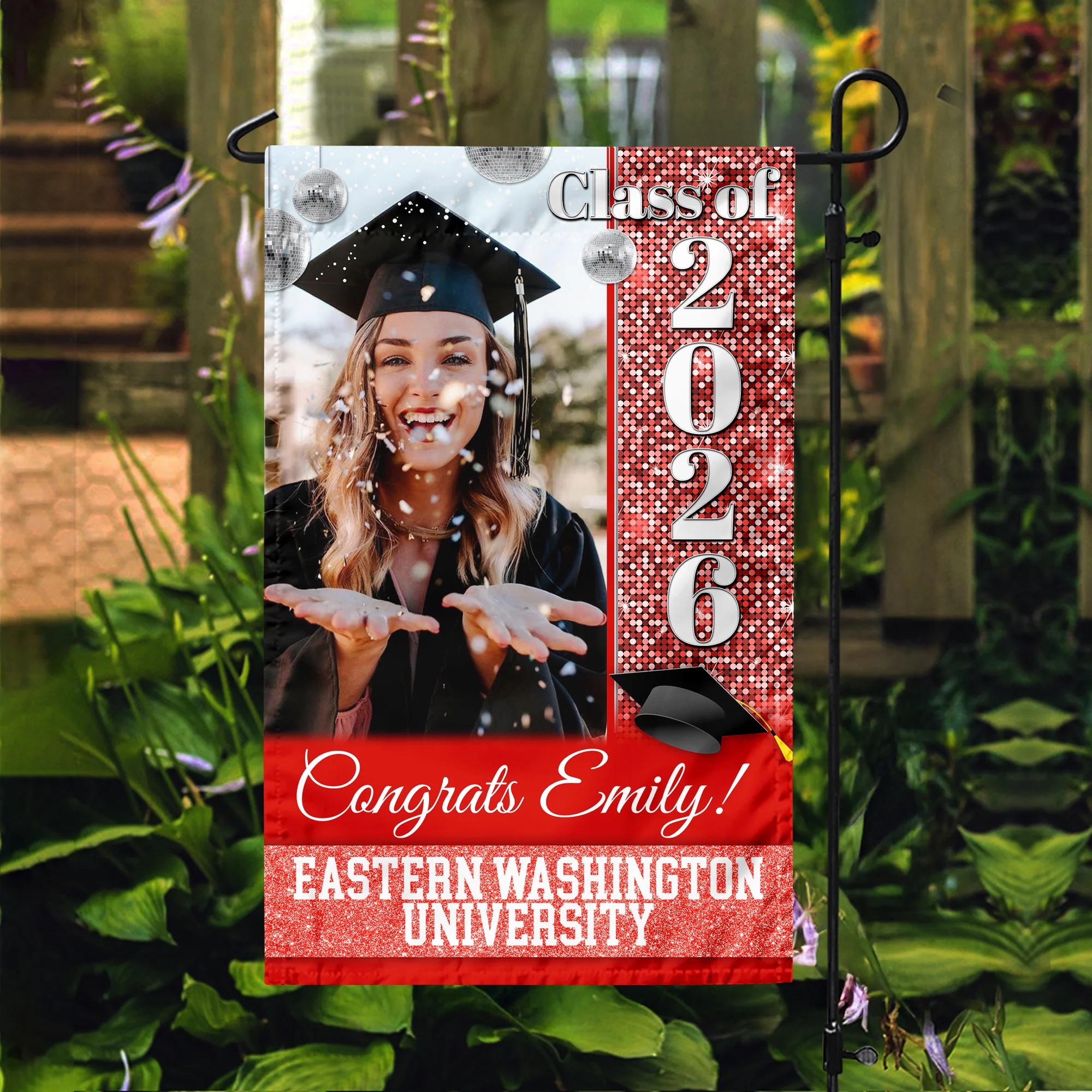 Custom Photo Class Of 2026 Colorful Disco Style Personalized Graduation Garden Flag HA75 920458 - Image 3