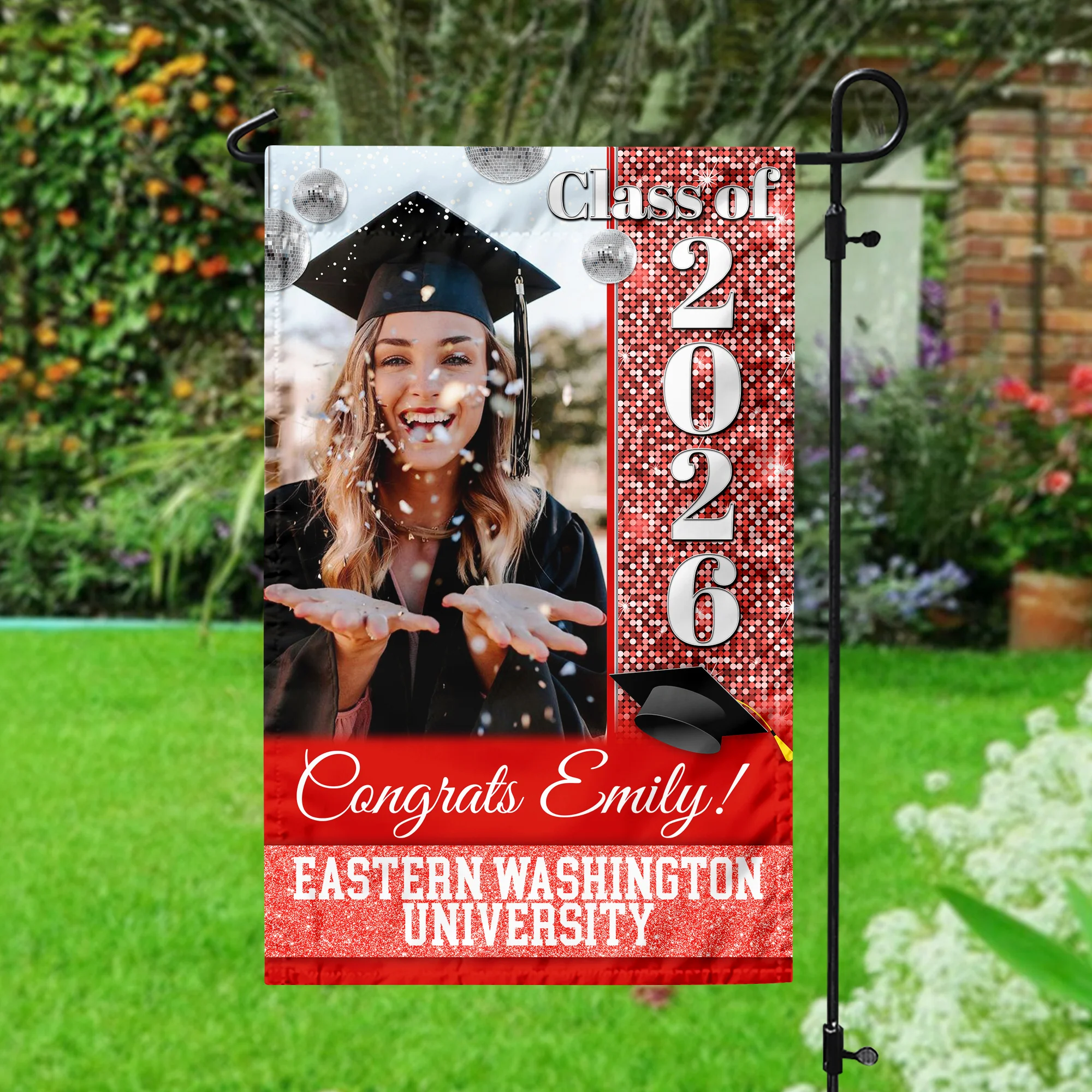 Custom Photo Class Of 2026 Colorful Disco Style Personalized Graduation Garden Flag HA75 920458 - Image 5