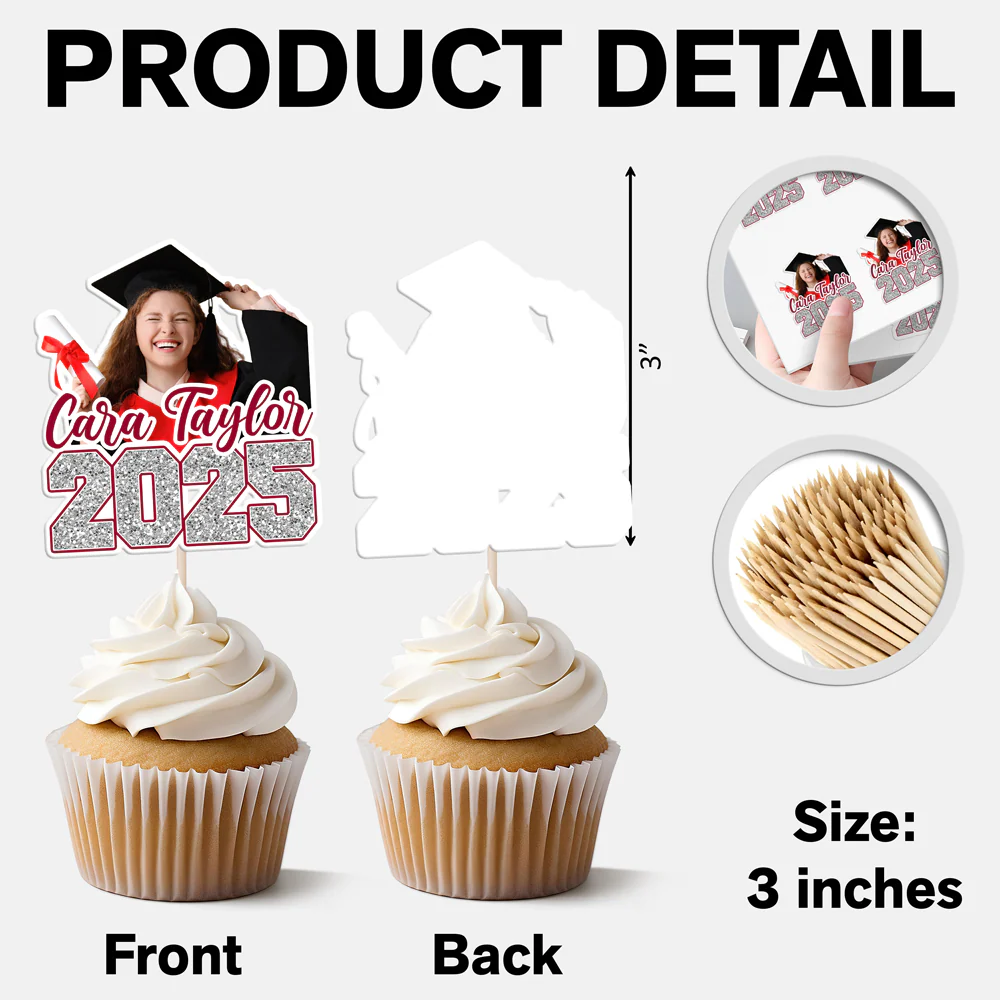 Custom Photo Class of 2026 Graduation Decoration Cupcake Toppers HA75 891996 - Image 6