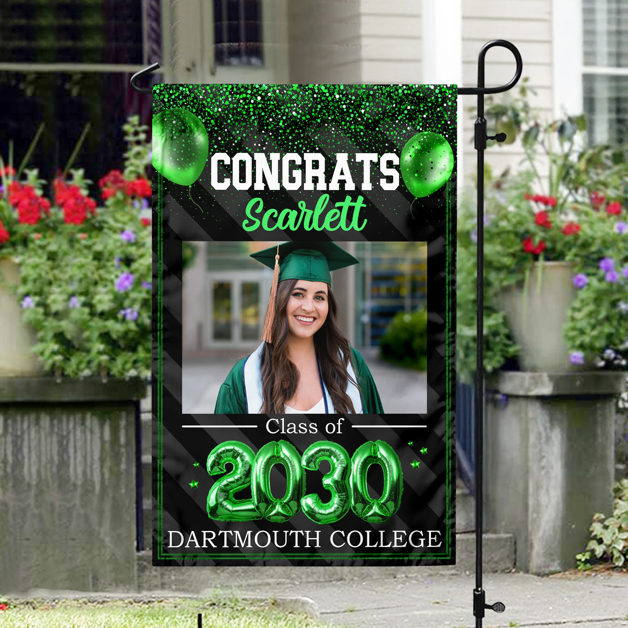 Custom Photo Congrats 2026 Multicolor Glitter Balloon Graduation Garden Flag HA75 920460 - Image 5