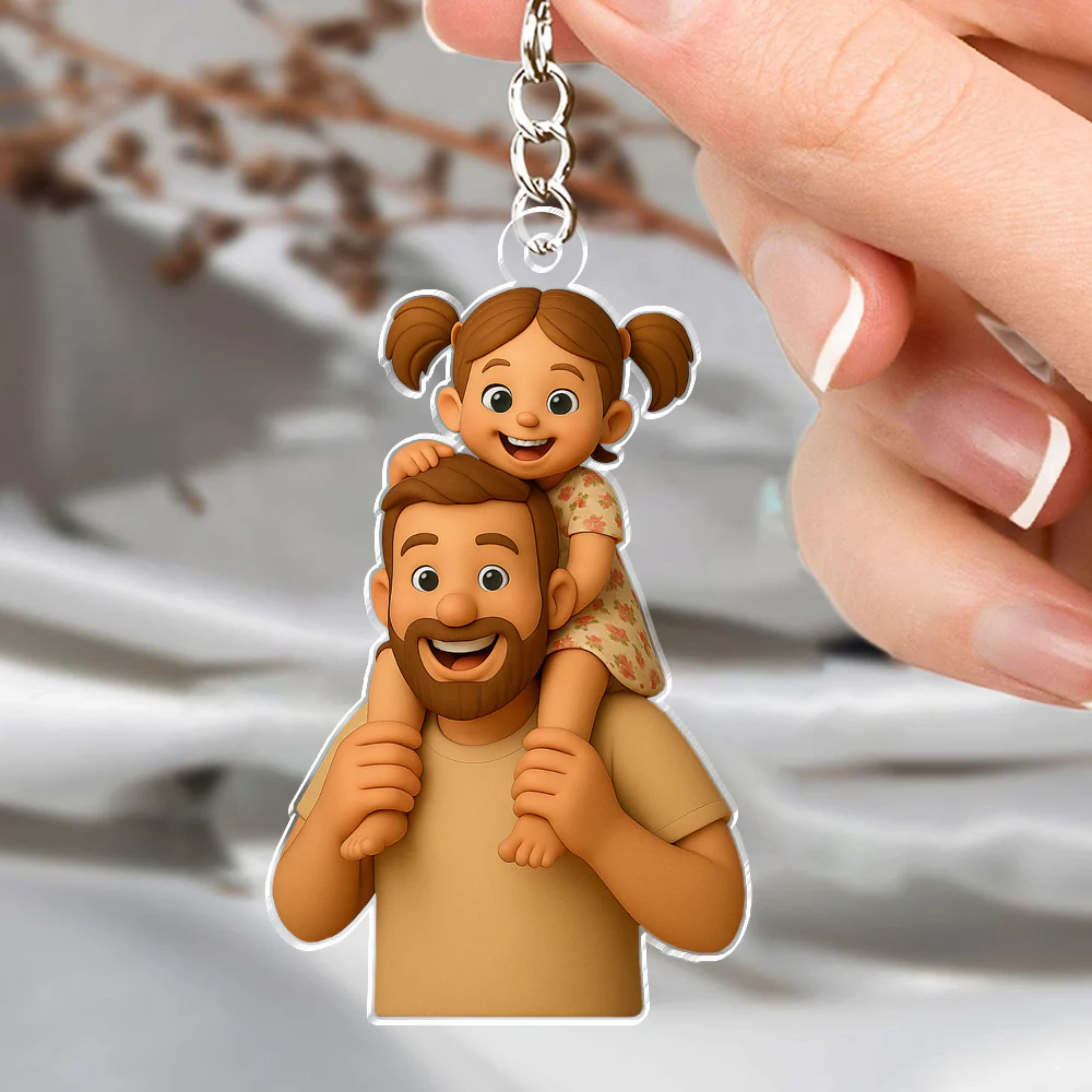 Custom Photo Dad And Kid - Photo Figure Acrylic Keychain Father's Day Gift HA75 892376 - Image 2