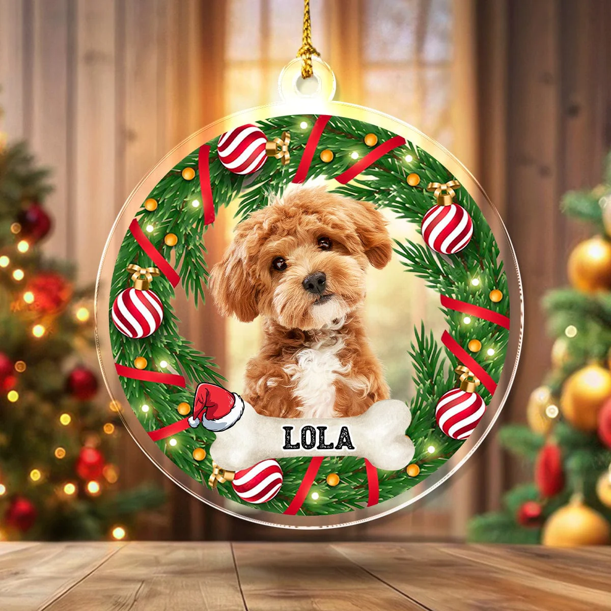 Custom Photo Dog, Cat Acrylic Ornament For Christmas HA75 891658 - Image 3