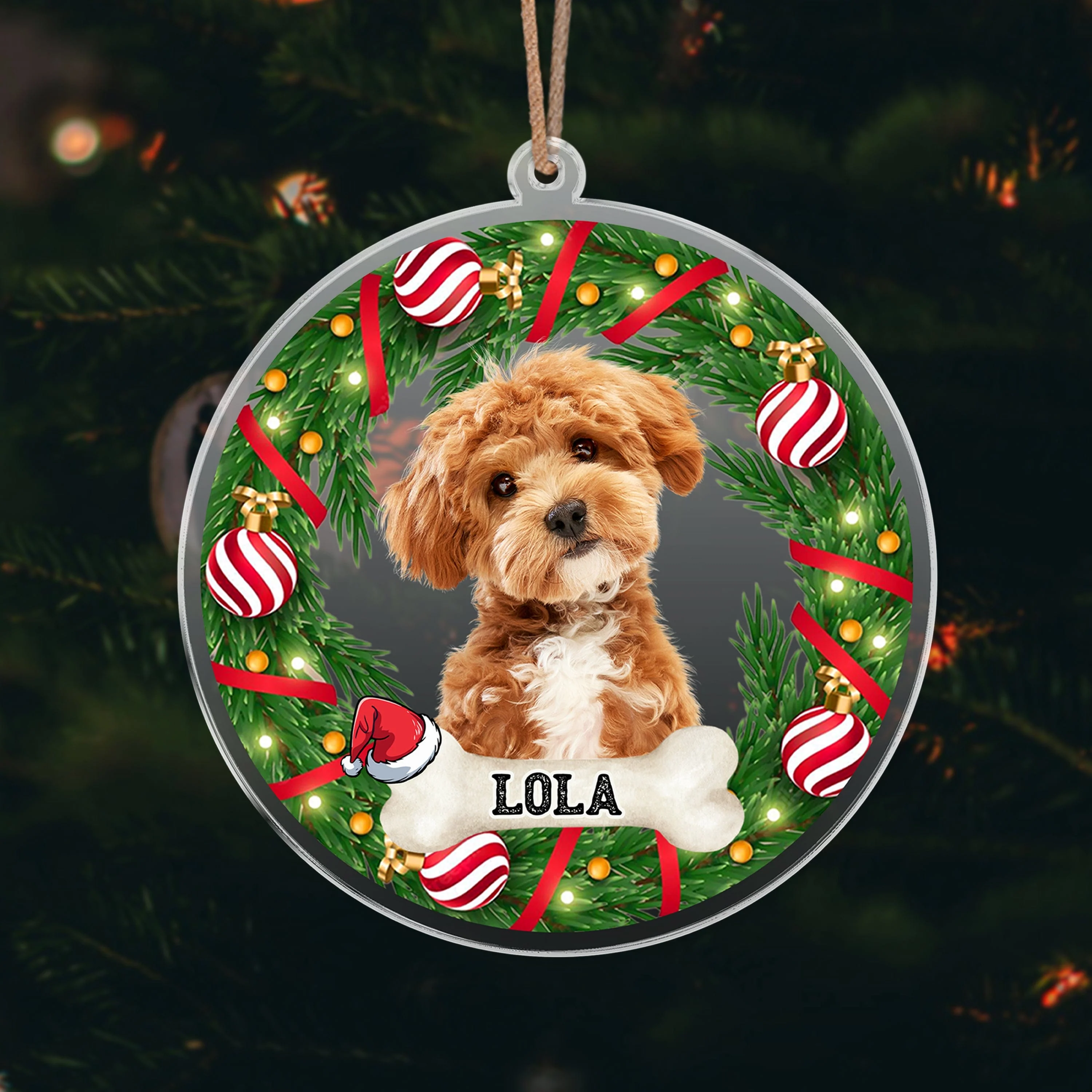 Custom Photo Dog, Cat Acrylic Ornament For Christmas HA75 891658 - Image 6