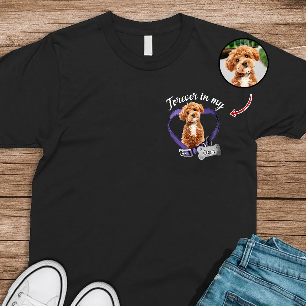 Custom Photo Dog Cat Forever In My Heart Memorial Dark Shirt HA75 897226 - Image 4
