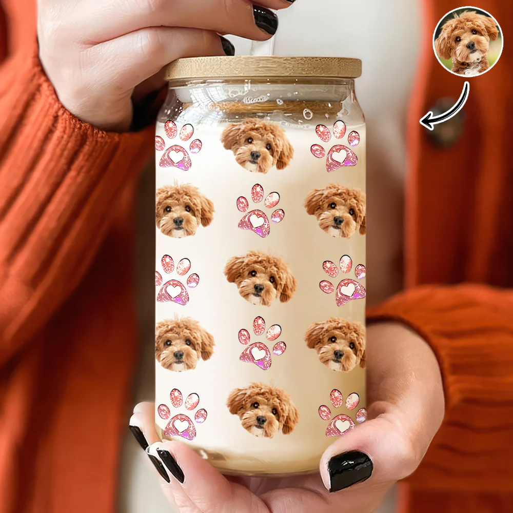 Custom Photo Dog Cat Pet Glass Can With Lid For Dog Cat Lovers HA75 898488 - Image 4