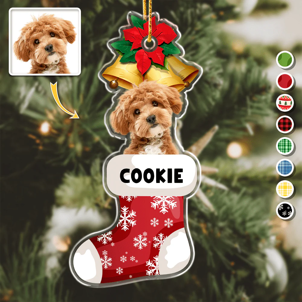 Custom Photo Dog, Cat Stocking Acrylic Ornament HA75 891118 - Image 2