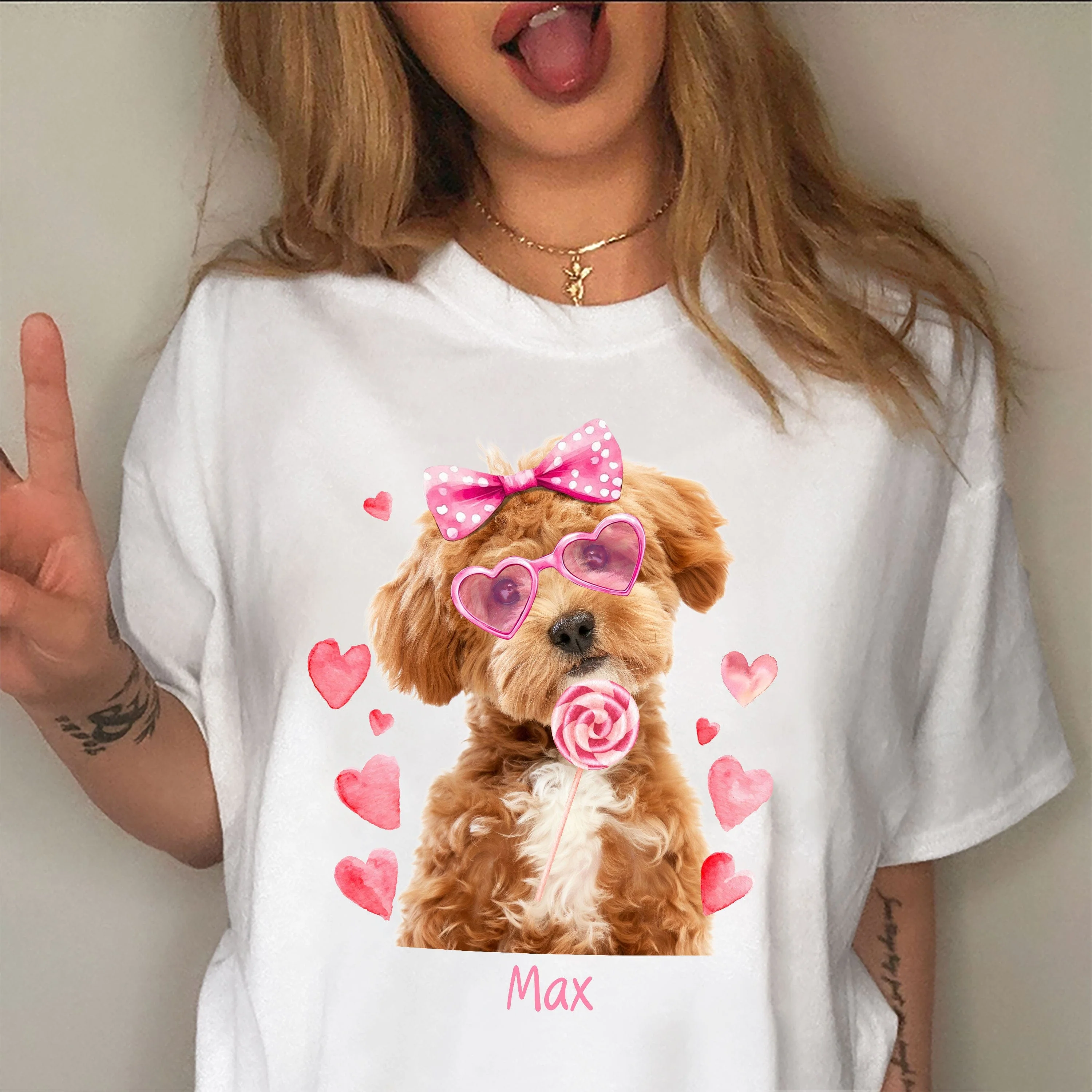Custom Photo Dog, Cat Valentine's Day Coquette Shirt HA75 891870 - Image 2