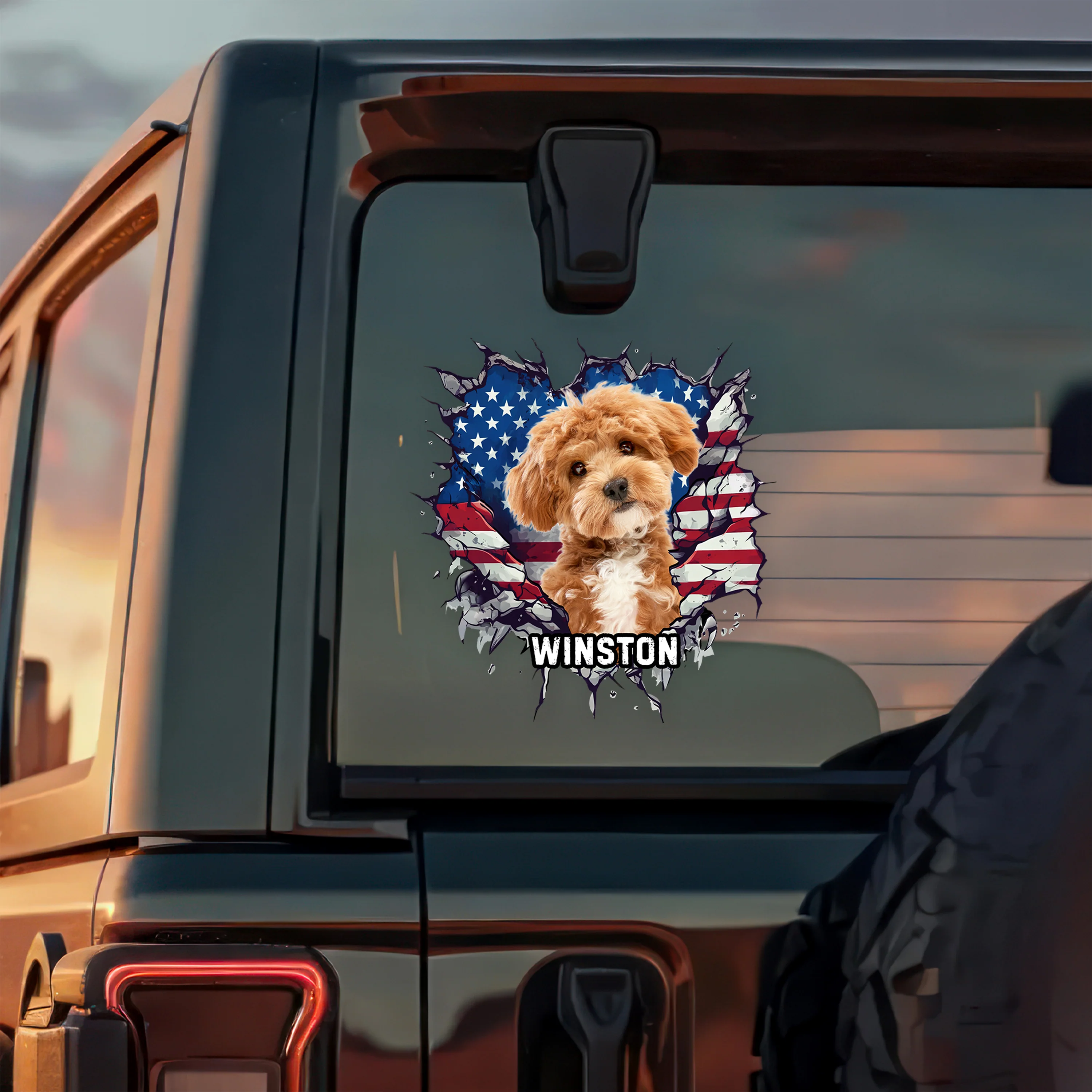 Custom Photo Dog Cat With American Flag Car Window Decal Sticker HA75 920370 - Image 5