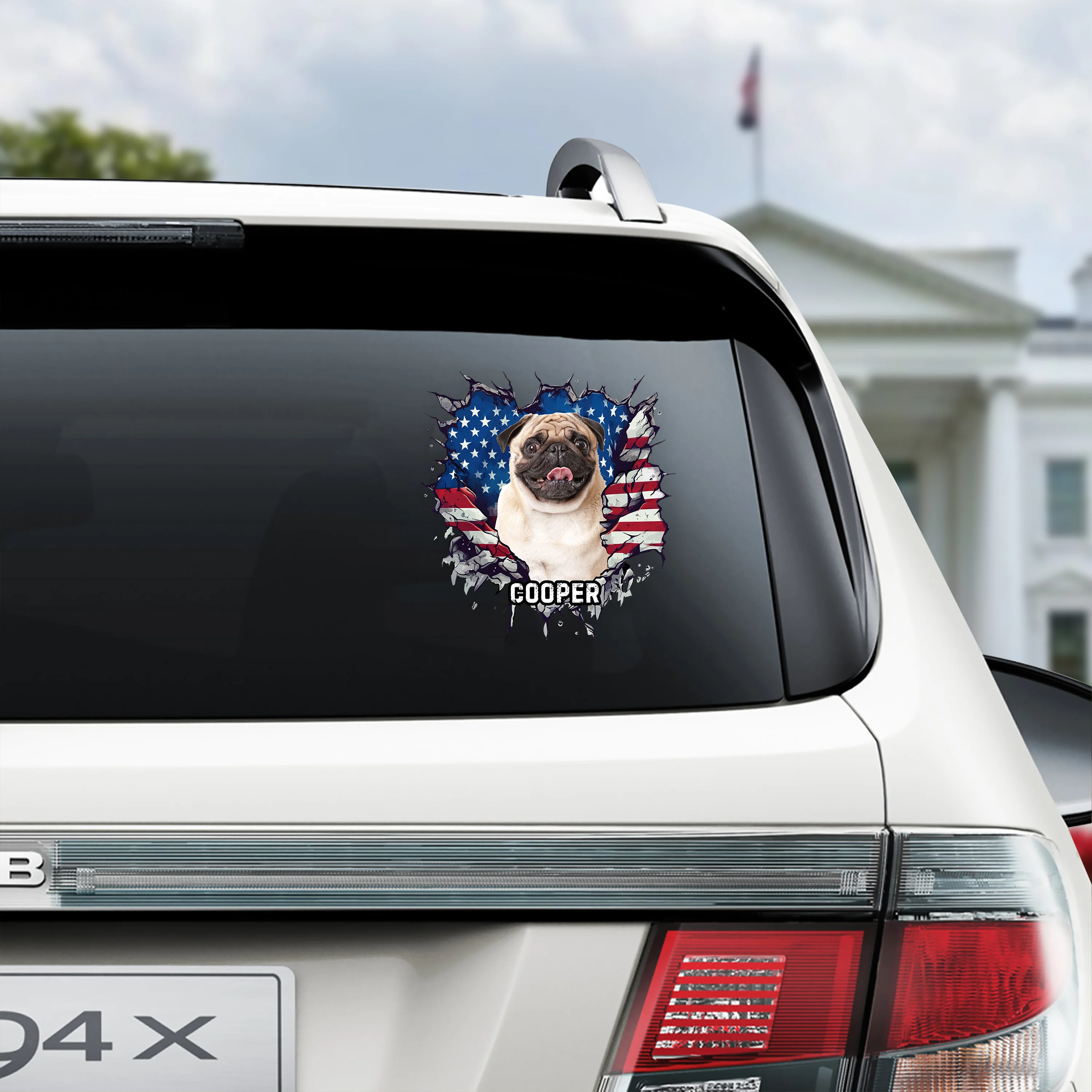 Custom Photo Dog Cat With American Flag Car Window Decal Sticker HA75 920370 - Image 8