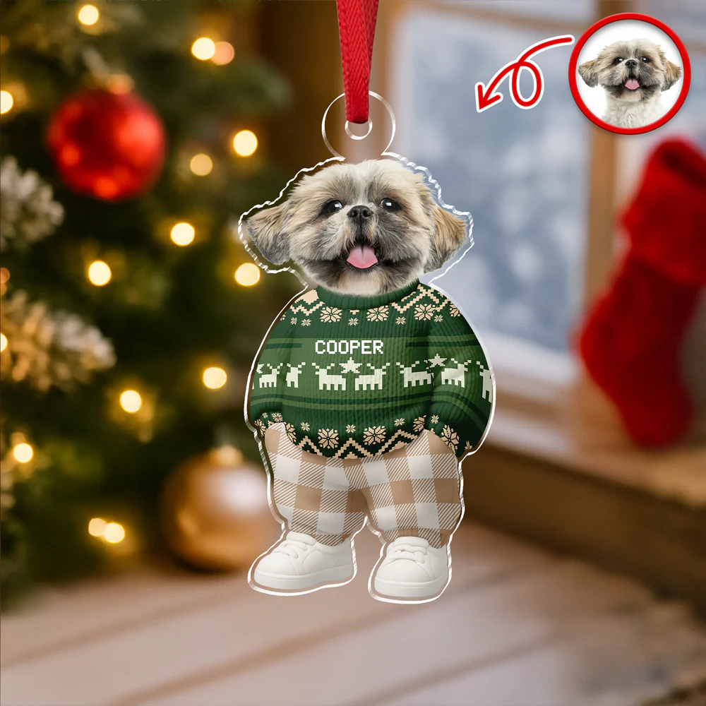 Custom Photo Dog Cat Xmas Clothes Christmas Acrylic Ornament For Christmas HA75 897942 - Image 5