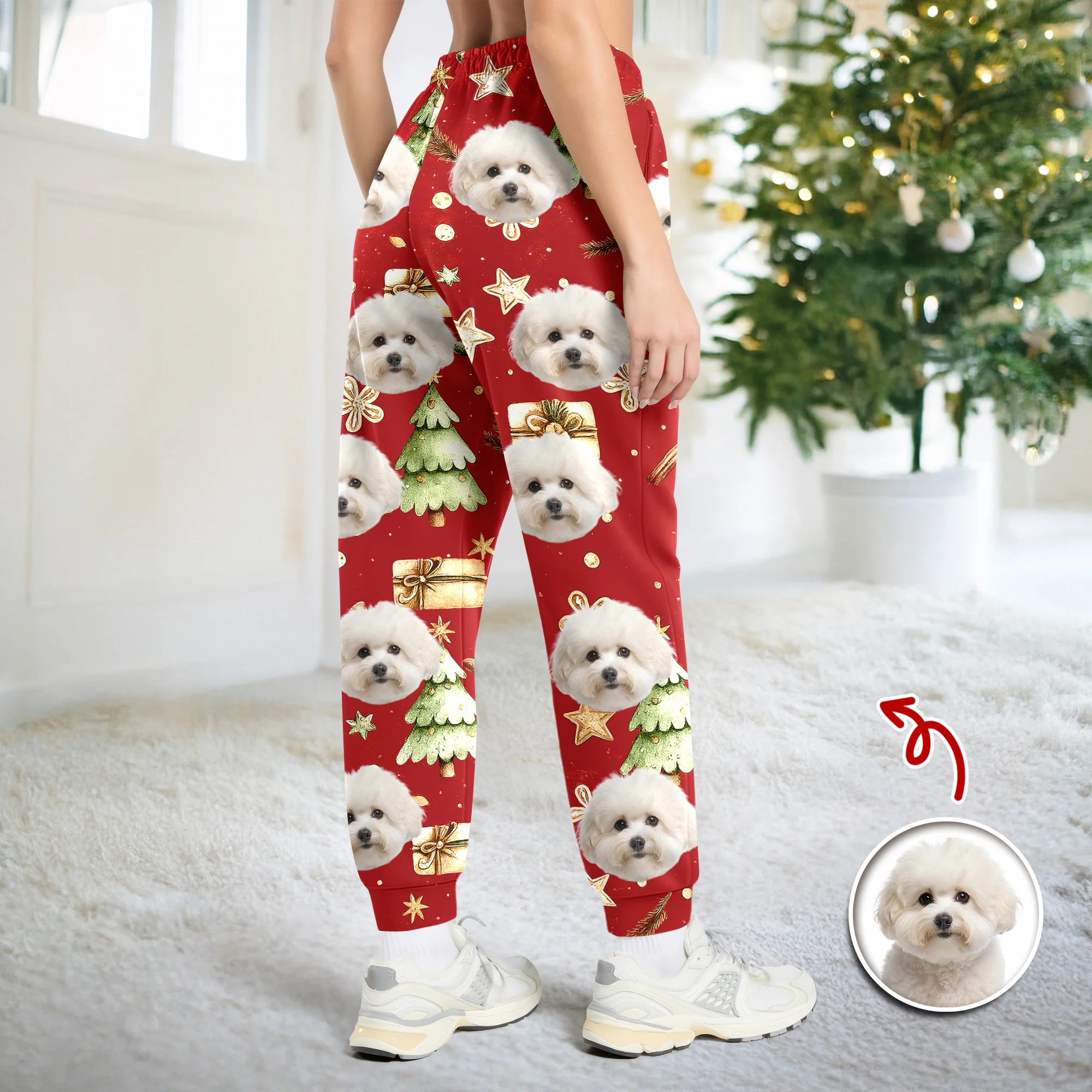 Custom Photo Dog Christmas Sweatpants, Gift For Dog Mom Dog Dad HA75 892988 - Image 3