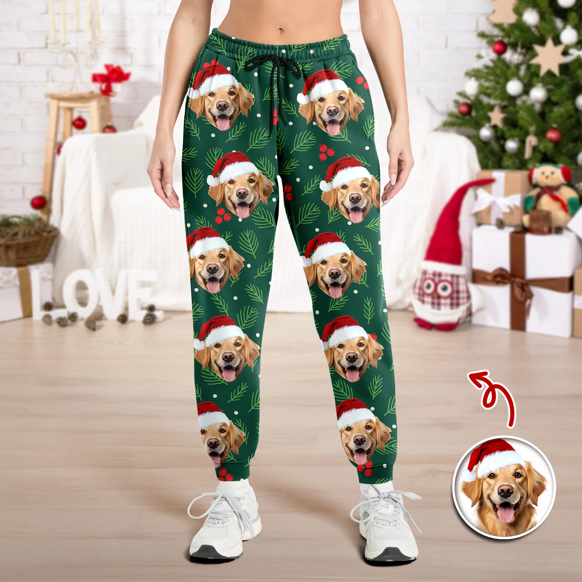 Custom Photo Dog Christmas Sweatpants, Gift For Dog Mom Dog Dad HA75 892988 - Image 8