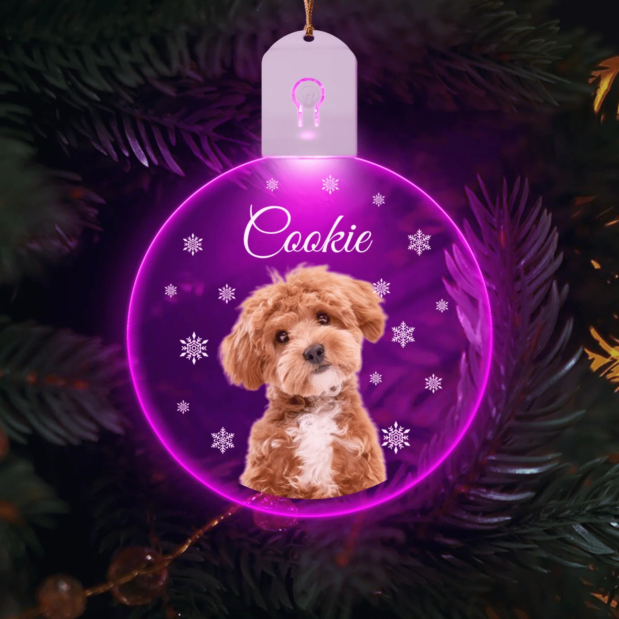 Custom Photo Dog Circle Led Acrylic Ornament Christmas Gift For Dog Lovers HA75 891652 - Image 2
