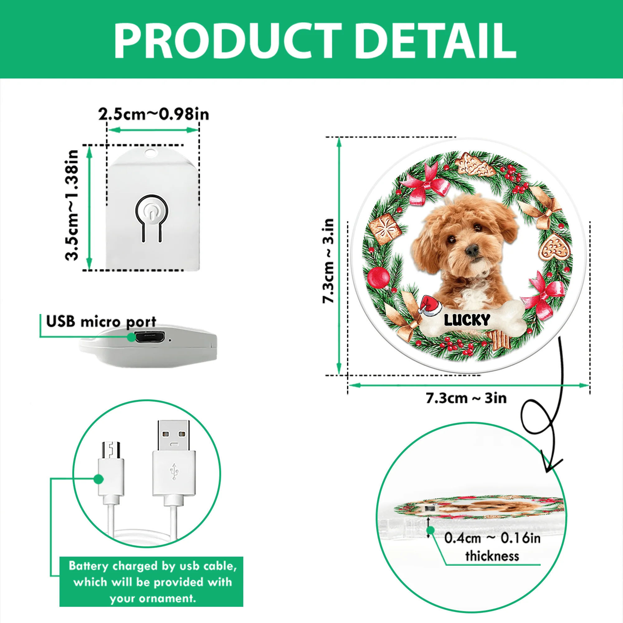 Custom Photo Dog Cat Circle Led Acrylic Ornament For Christmas HA75 891646 - Image 4