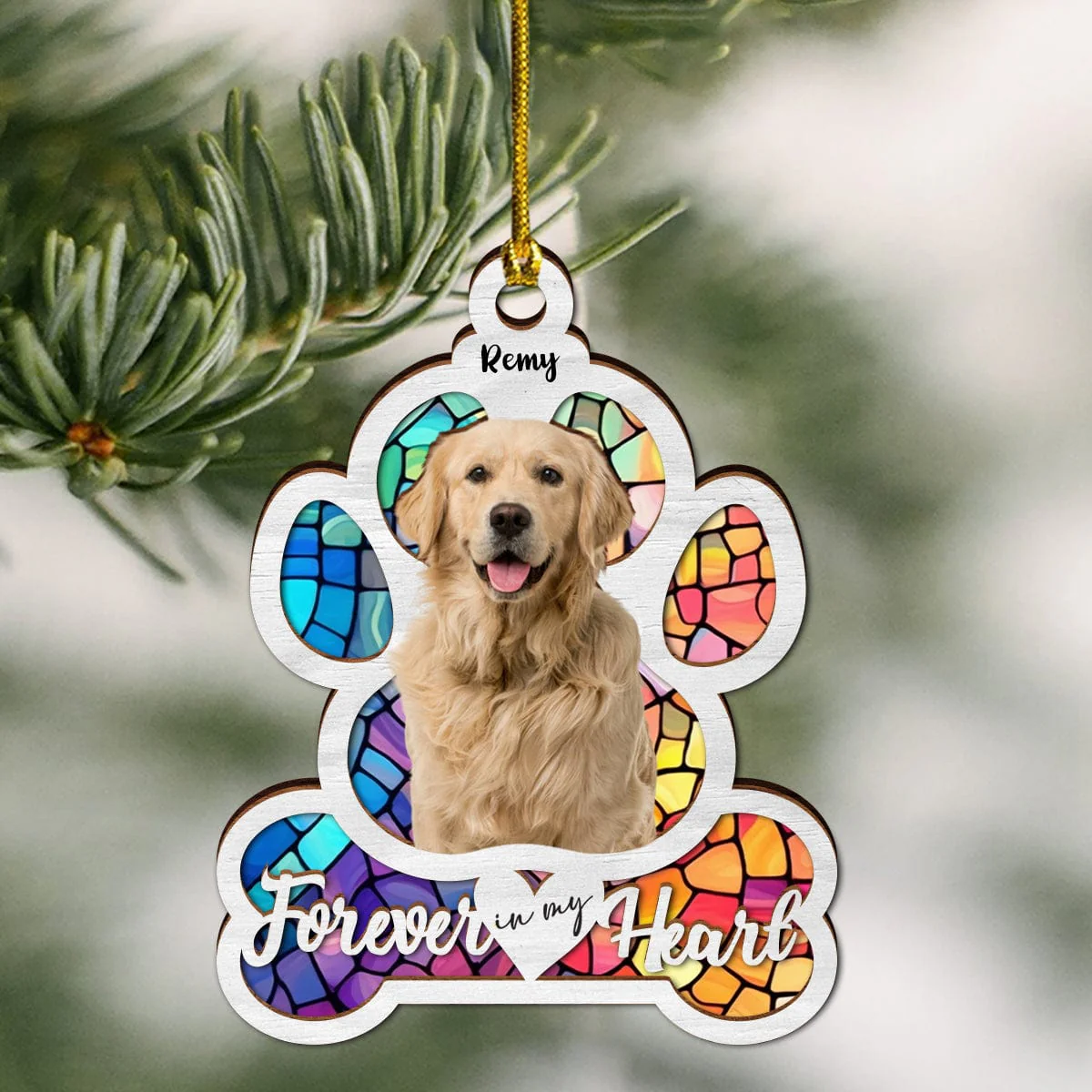 Custom Photo Dog Forever In My Heart Memorial Suncatcher HA75 891392 - Image 3