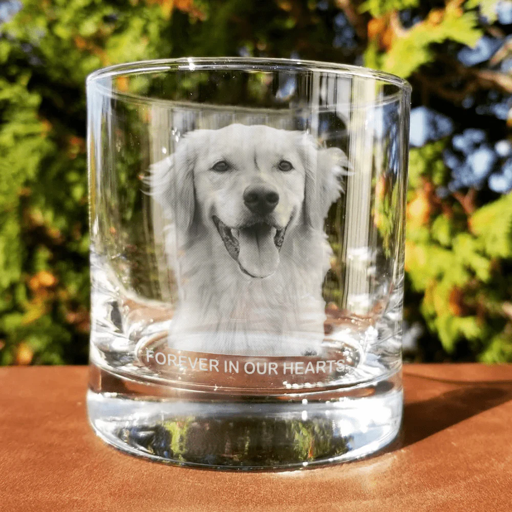 Custom Photo Forever In Our Hearts Dog Memorial Gifts Engraved Rock Glass HA75 890556 - Image 2