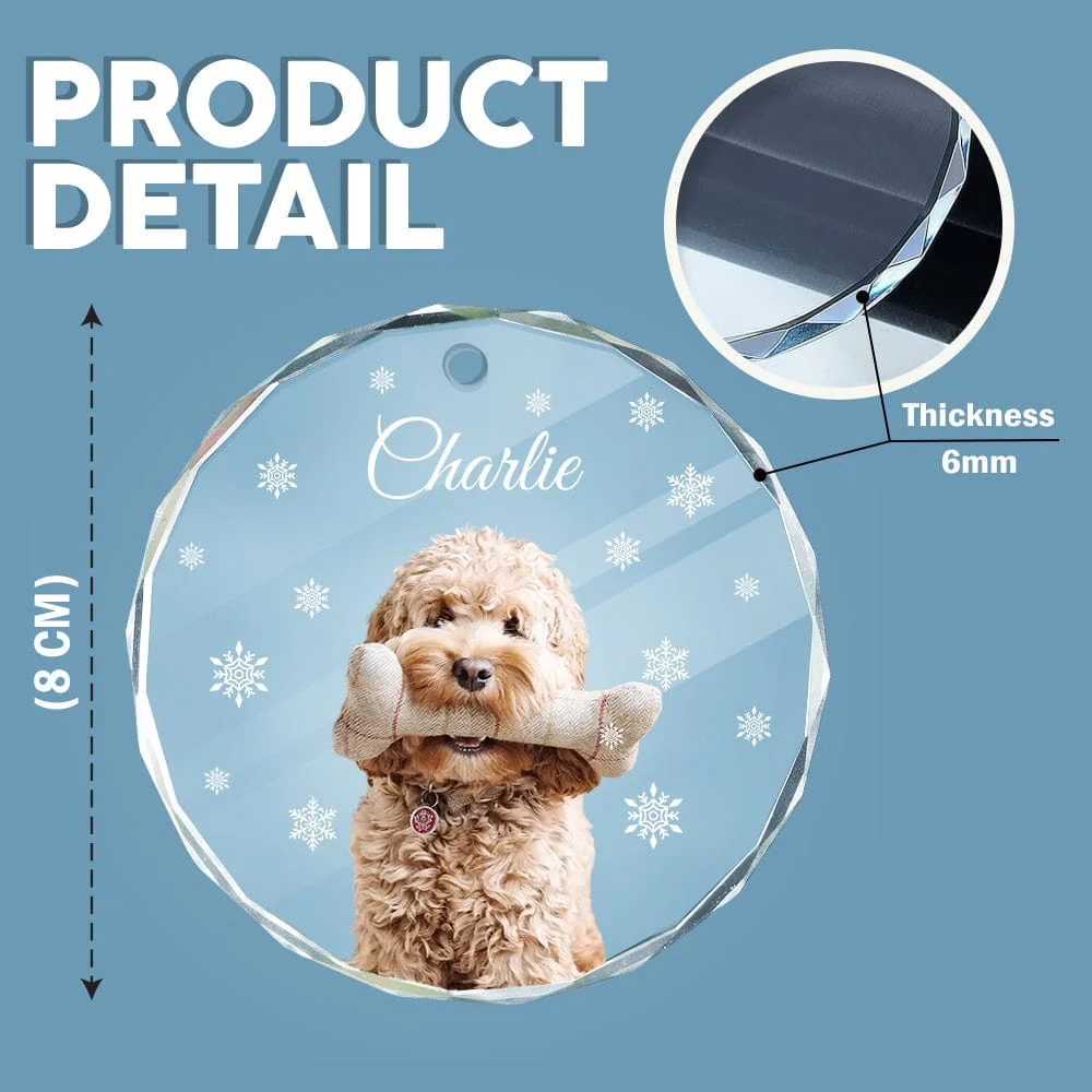 Custom Photo Dog Glass Ornament For Christmas HA75 891470 - Image 4