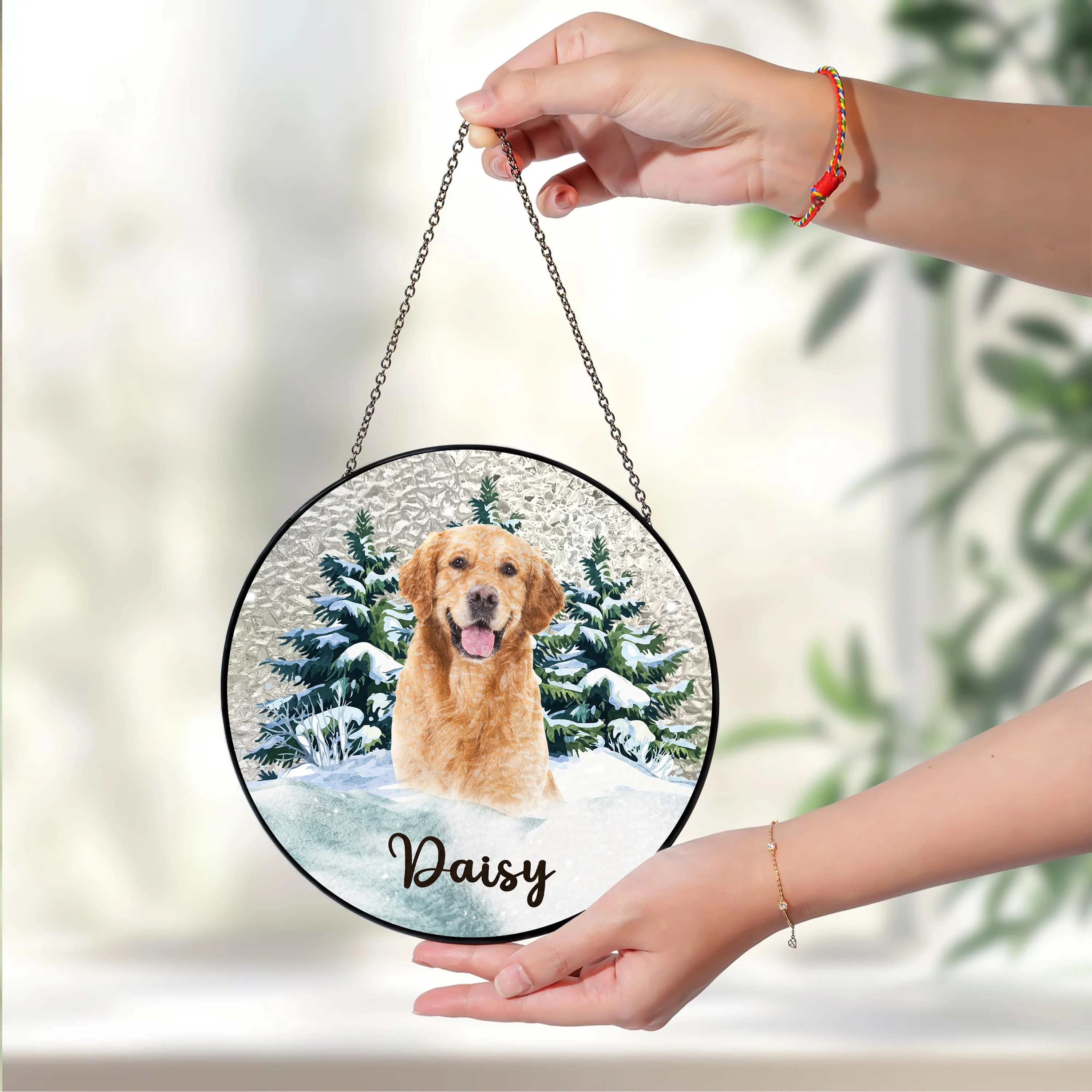 Custom Photo Dog Stained Glass Suncatcher For Christmas HA75 897056 - Image 4