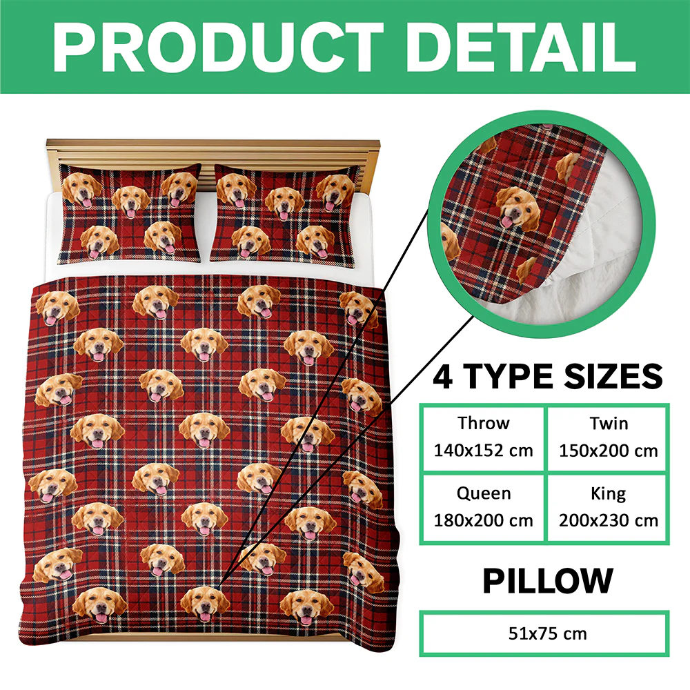 Custom Photo Dog With Christmas Pattern Quilt Bedding Set HA75 898228 - Image 6