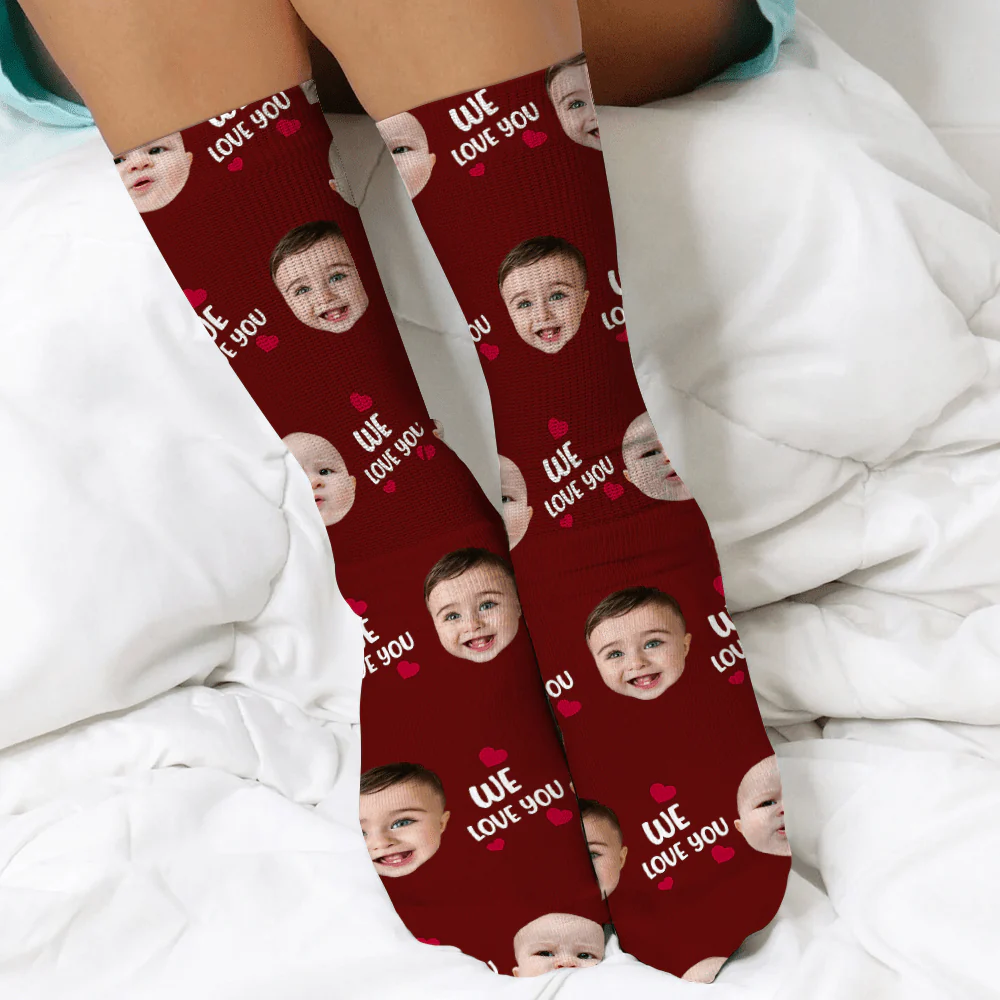 Custom Photo Face Kids Father's Dad Socks HA75 891406 - Image 2