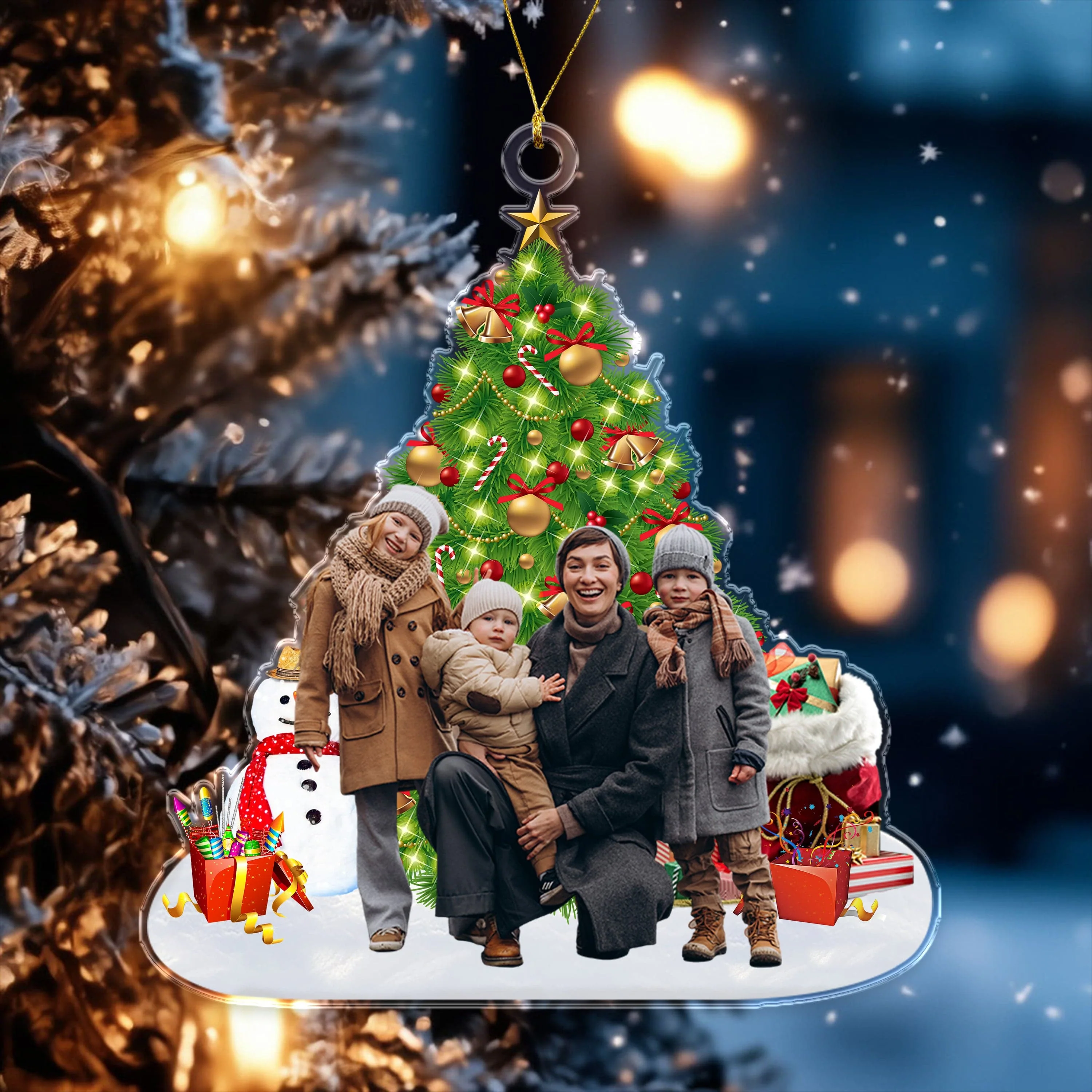 Custom Photo Family Christmas Acrylic Ornament HA75 891670 - Image 2