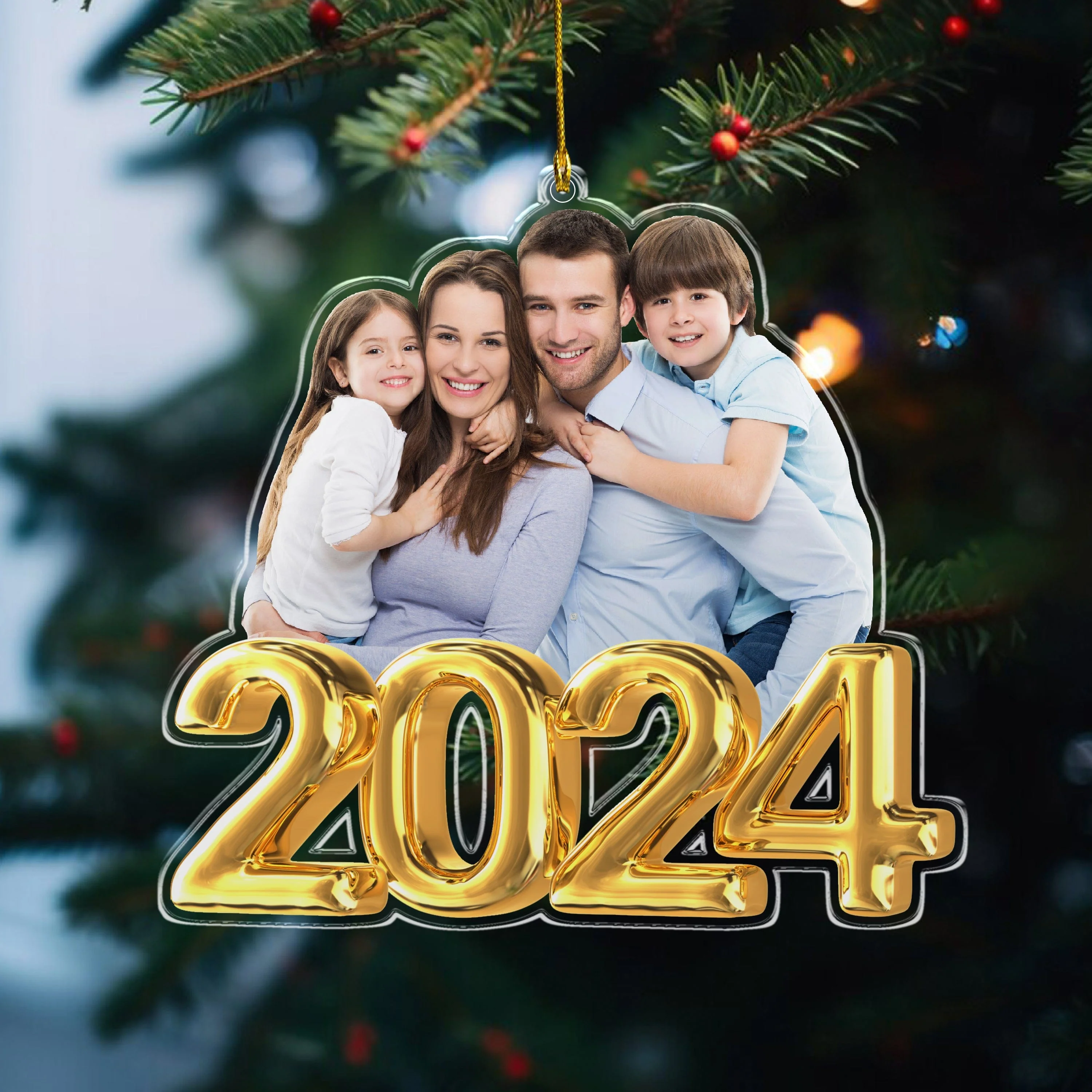 Custom Photo Family, Friends Christmas Balloon Acrylic Ornament HA75 891170 - Image 2