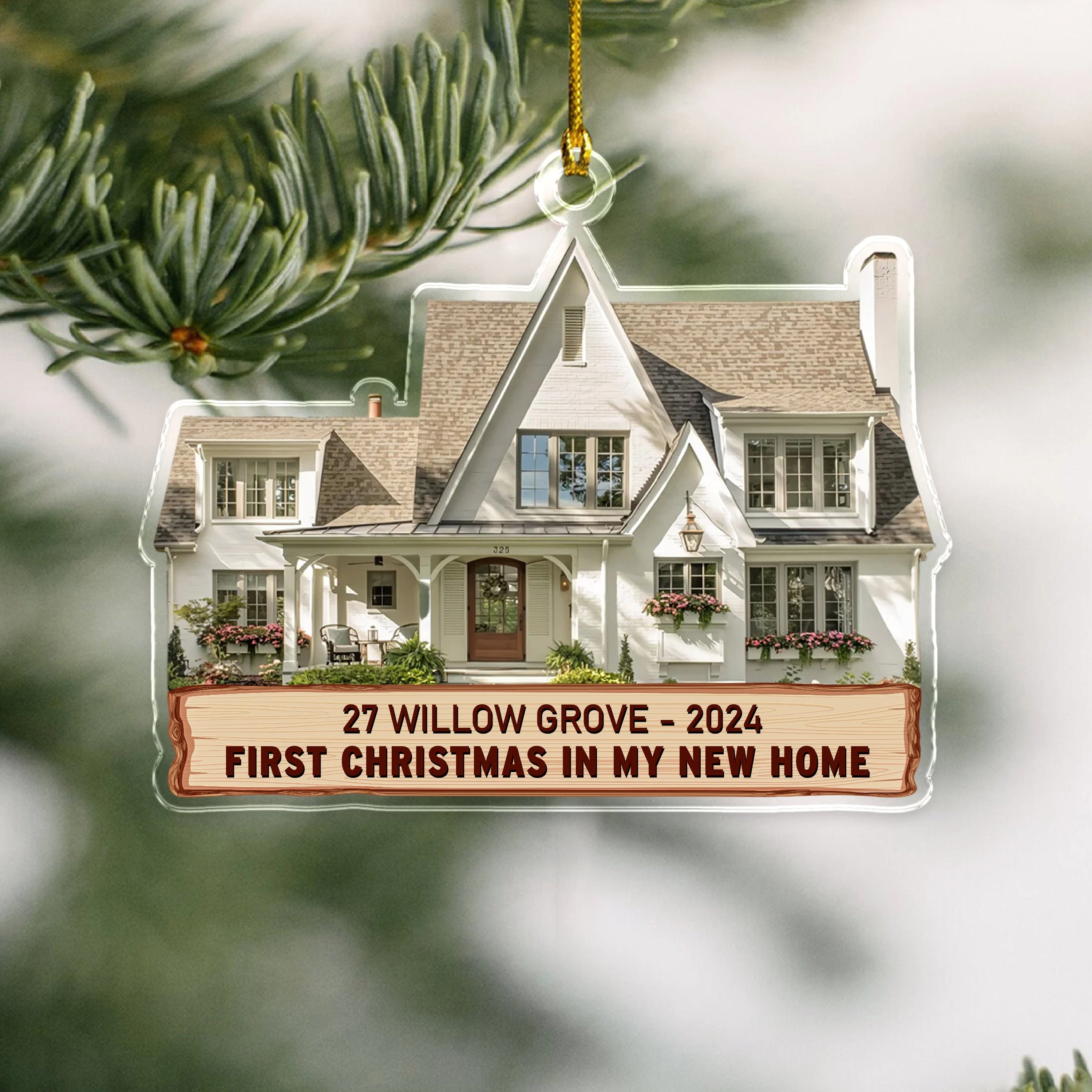 Custom Photo First Christmas, New House Acrylic Ornament HA75 891422