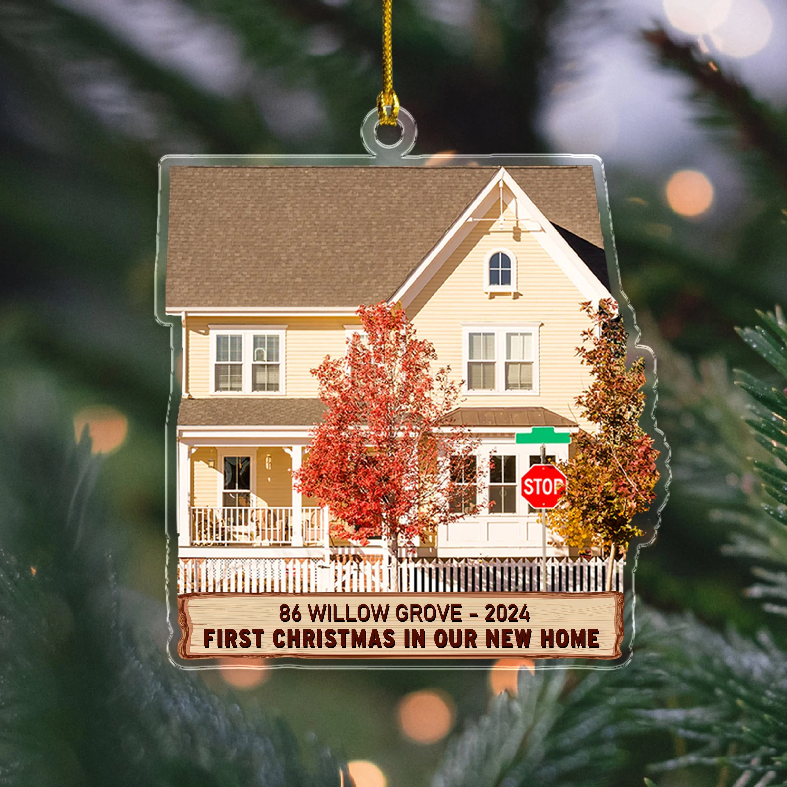 Custom Photo First Christmas, New House Acrylic Ornament HA75 891422 - Image 2