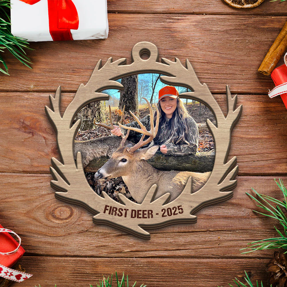 Custom Photo First Deer 2 Layer Wooden Ornament For Hunting Lovers HA75 898398 - Image 2