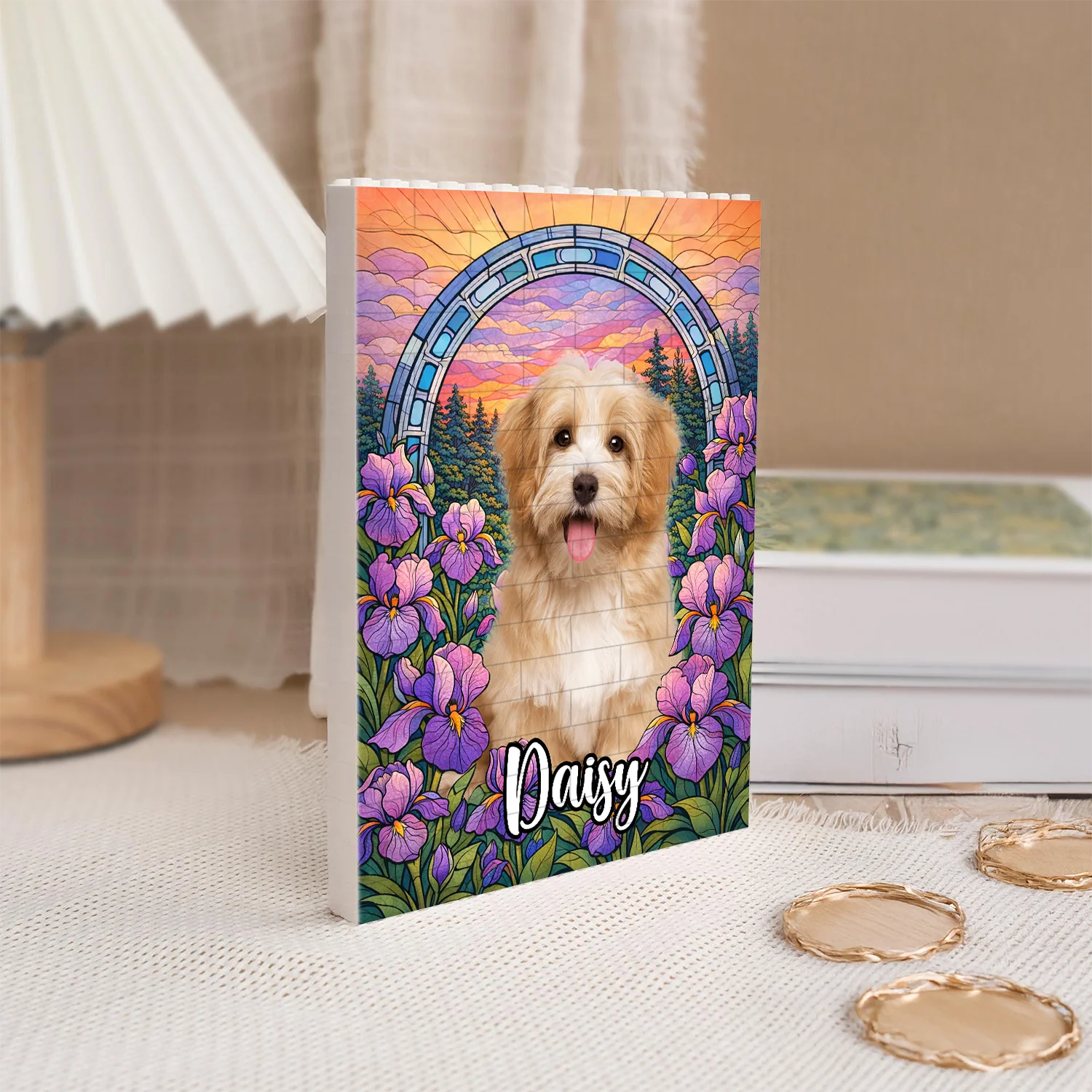 Custom Photo Floral Dog Cat Building Brick Blocks HA75 920520 - Image 3
