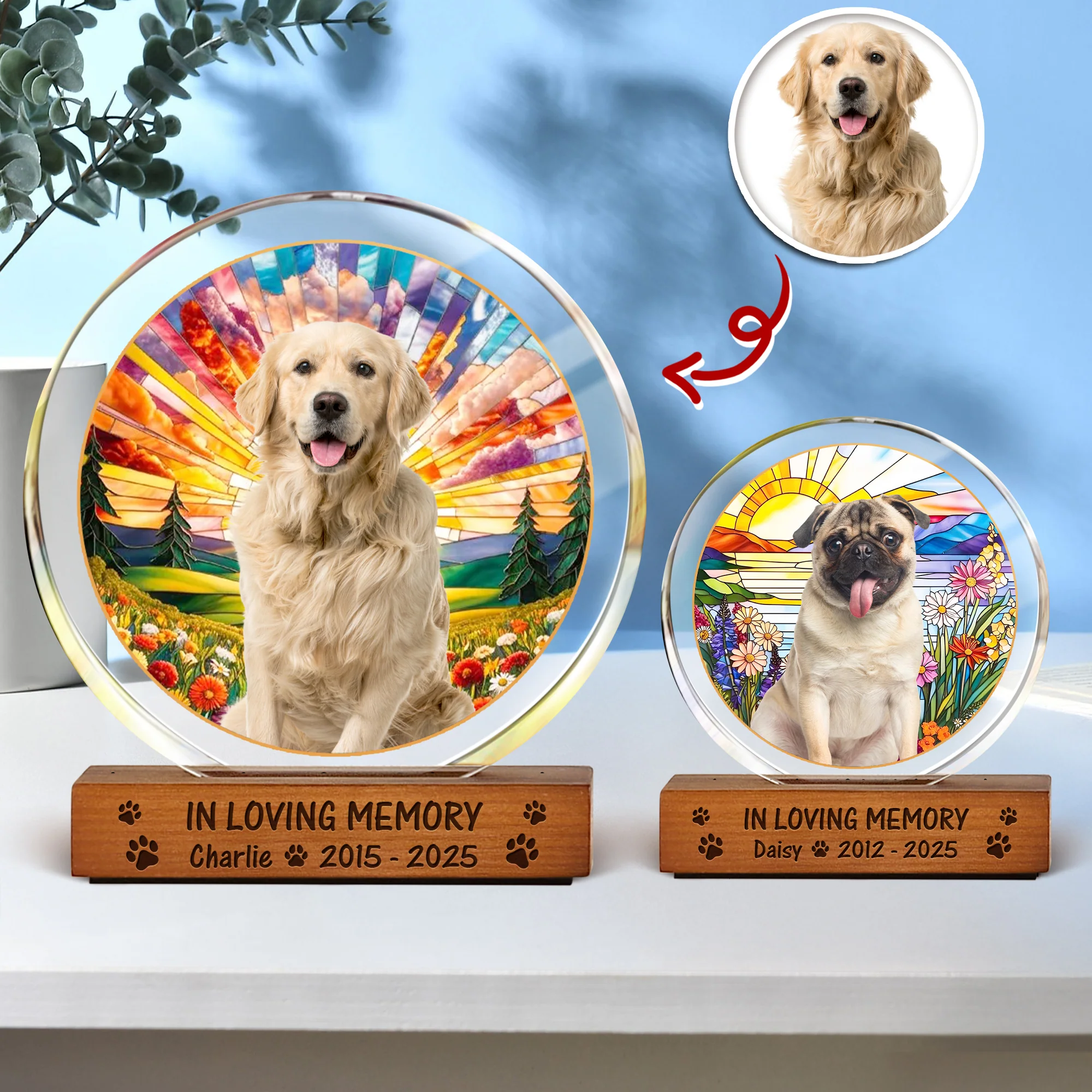 Custom Photo Forever In My Heart Dog Cat Pet Memorial Round Acrylic Frame Block HA75 897014 - Image 5