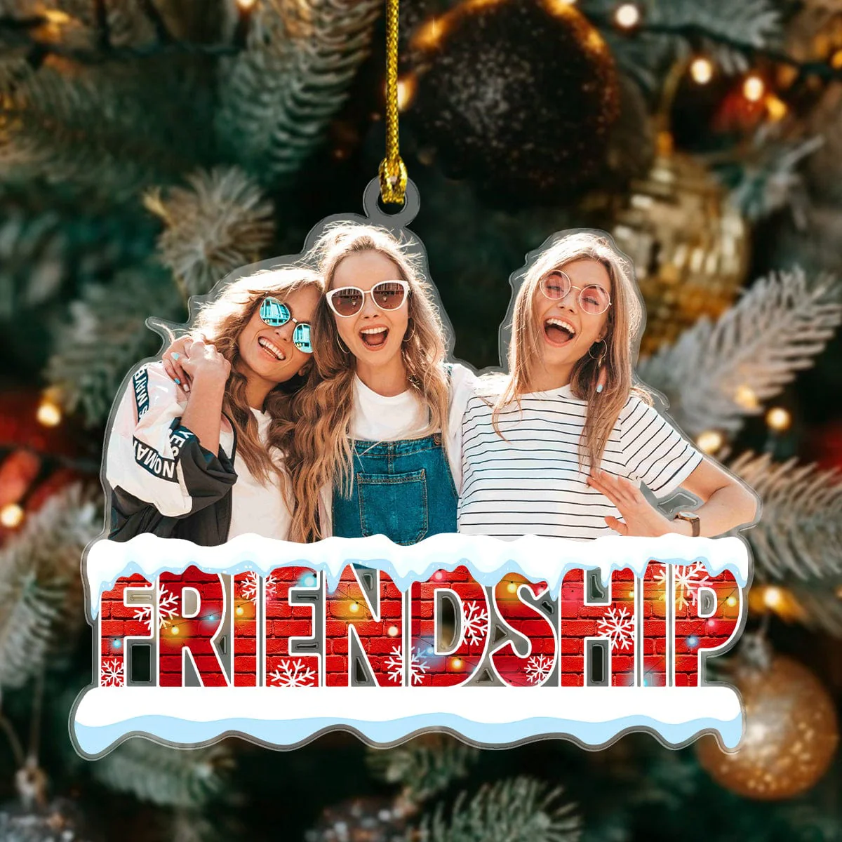 Custom Photo Friendship Christmas Acrylic Ornament HA75 891152 - Image 2