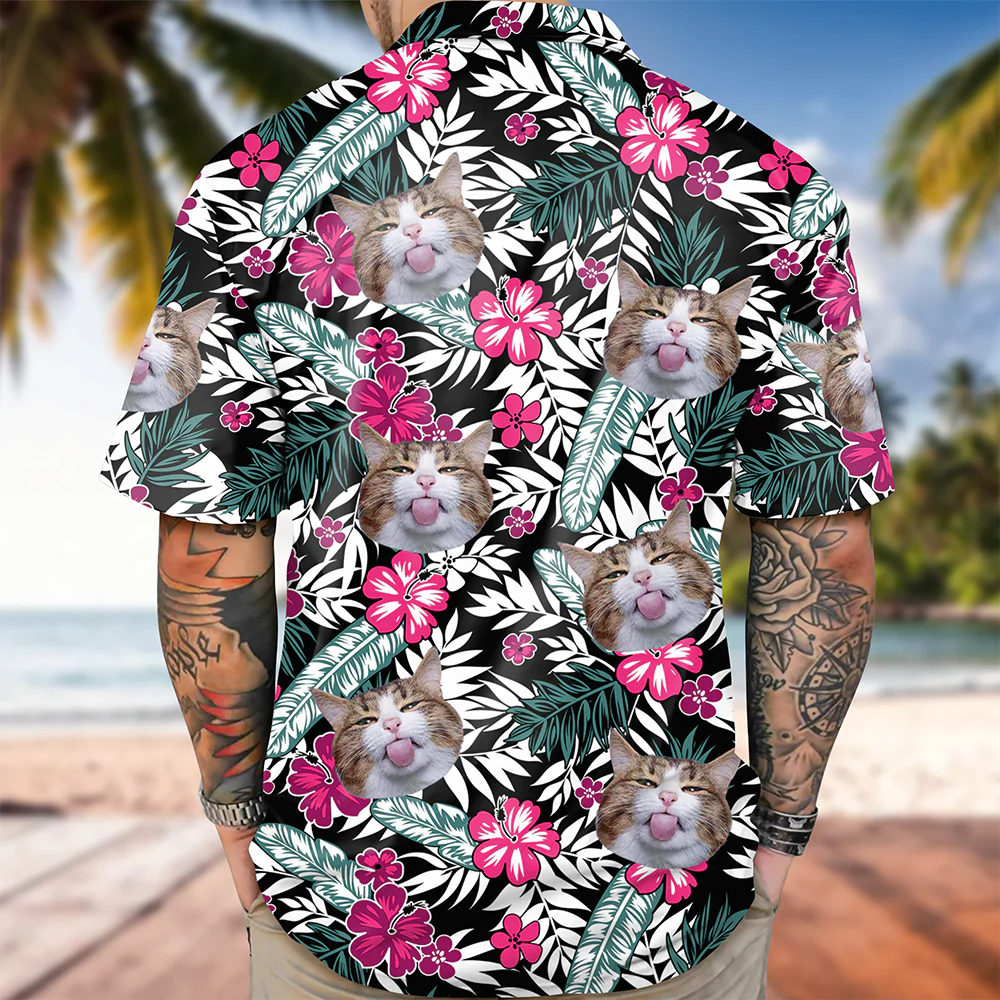 Custom Photo Funny Face Cat Family Hawaii Shirt Summer Gift HA75 892254 - Image 4