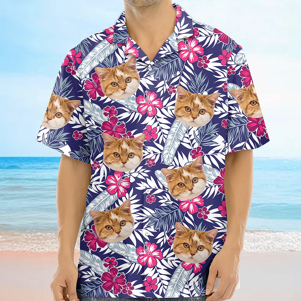 Custom Photo Funny Face Cat Family Hawaii Shirt Summer Gift HA75 892254 - Image 9
