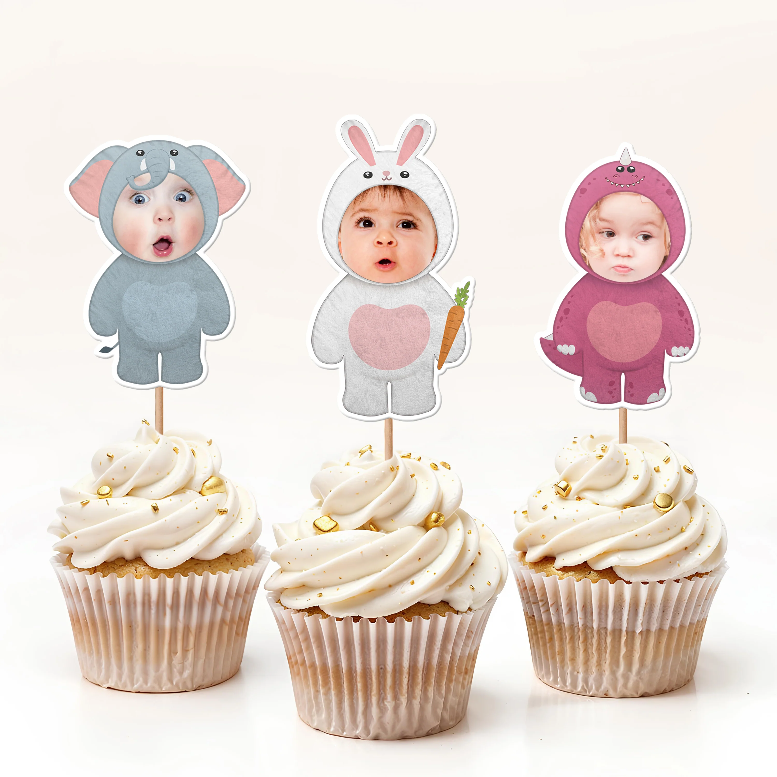 Custom Photo Funny Kid Animal Cosplay Decoration Cupcake Toppers HA75 892112 - Image 3