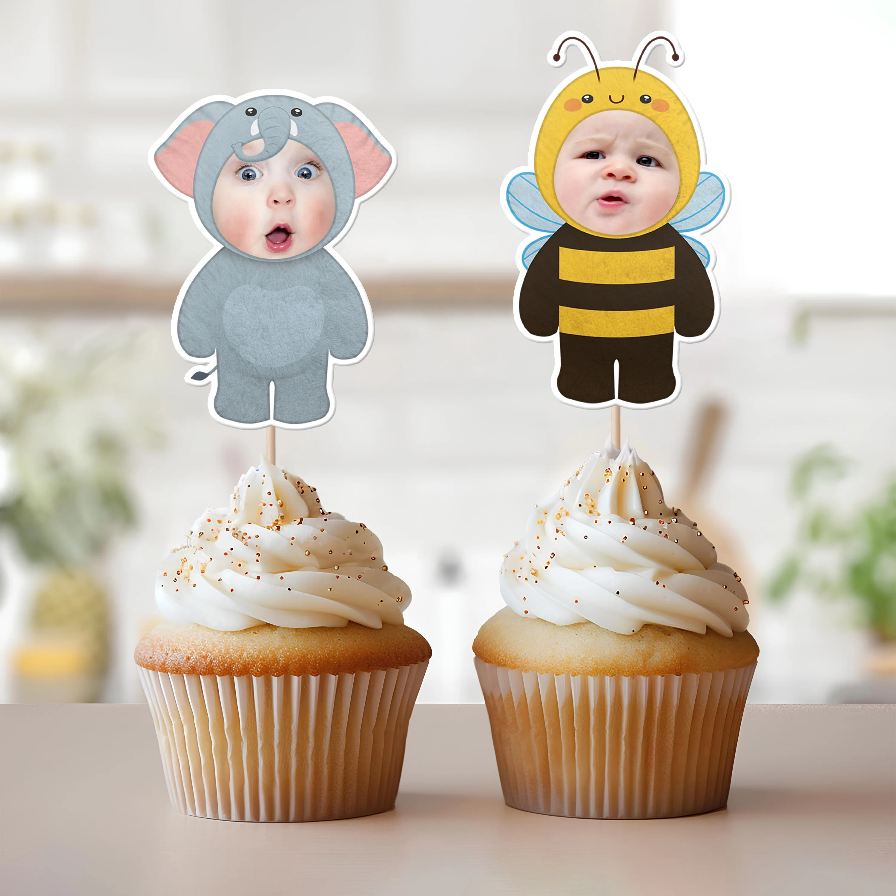 Custom Photo Funny Kid Animal Cosplay Decoration Cupcake Toppers HA75 892112 - Image 5